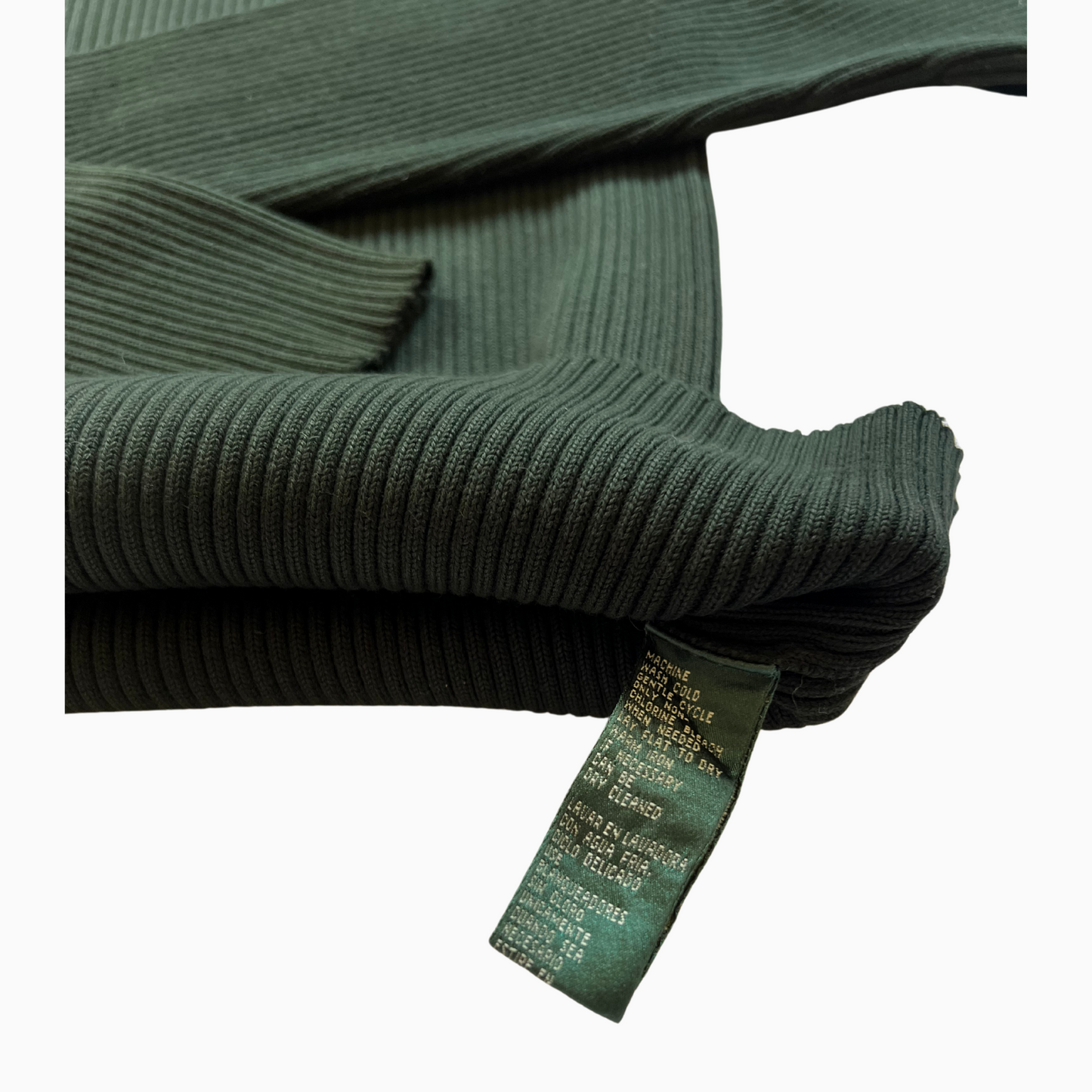 Pull Ralph Lauren col roulé vert foncé pour femmes - taille M