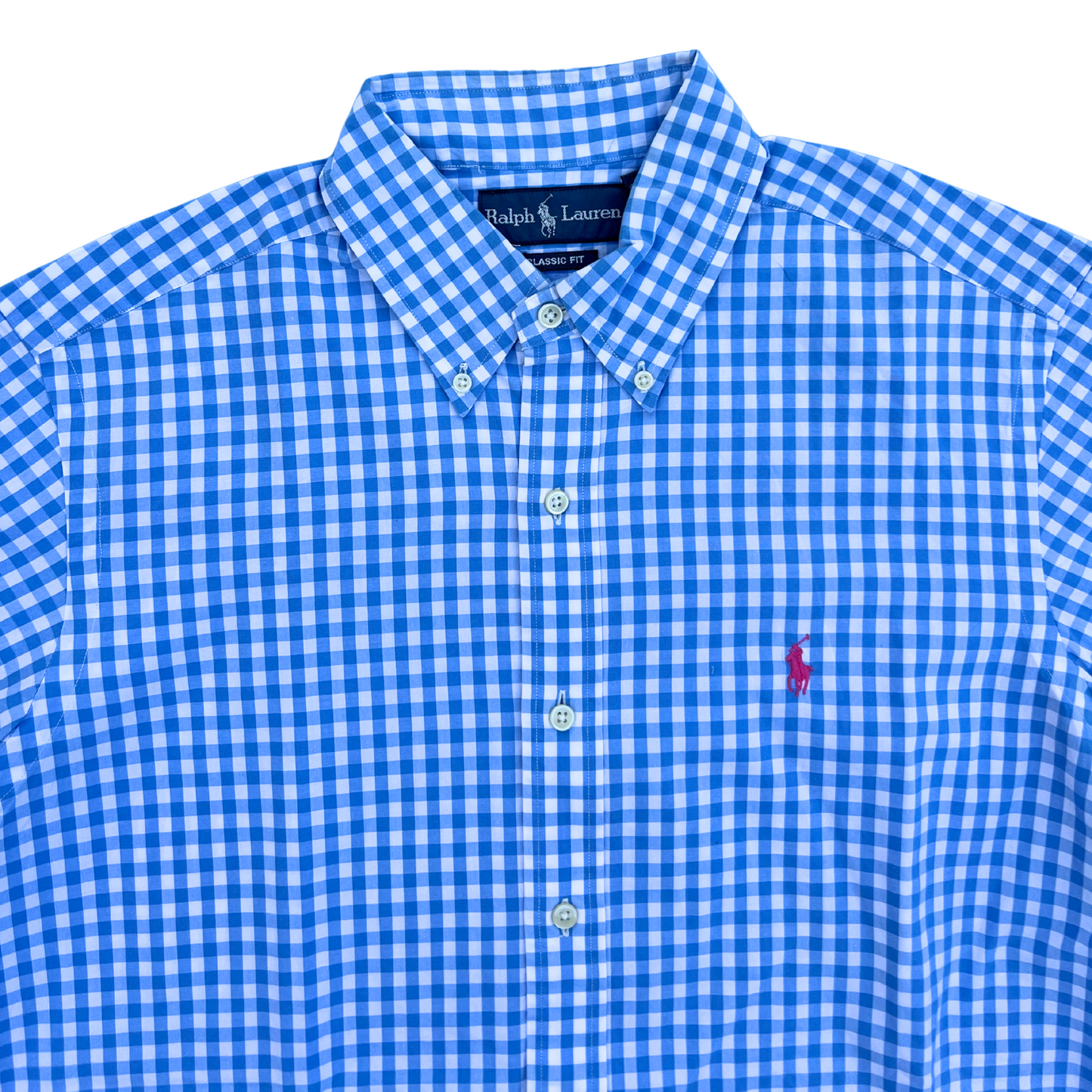 Chemise Ralph Lauren pour hommes 1/2 manche carreaux bleu claire - taille M