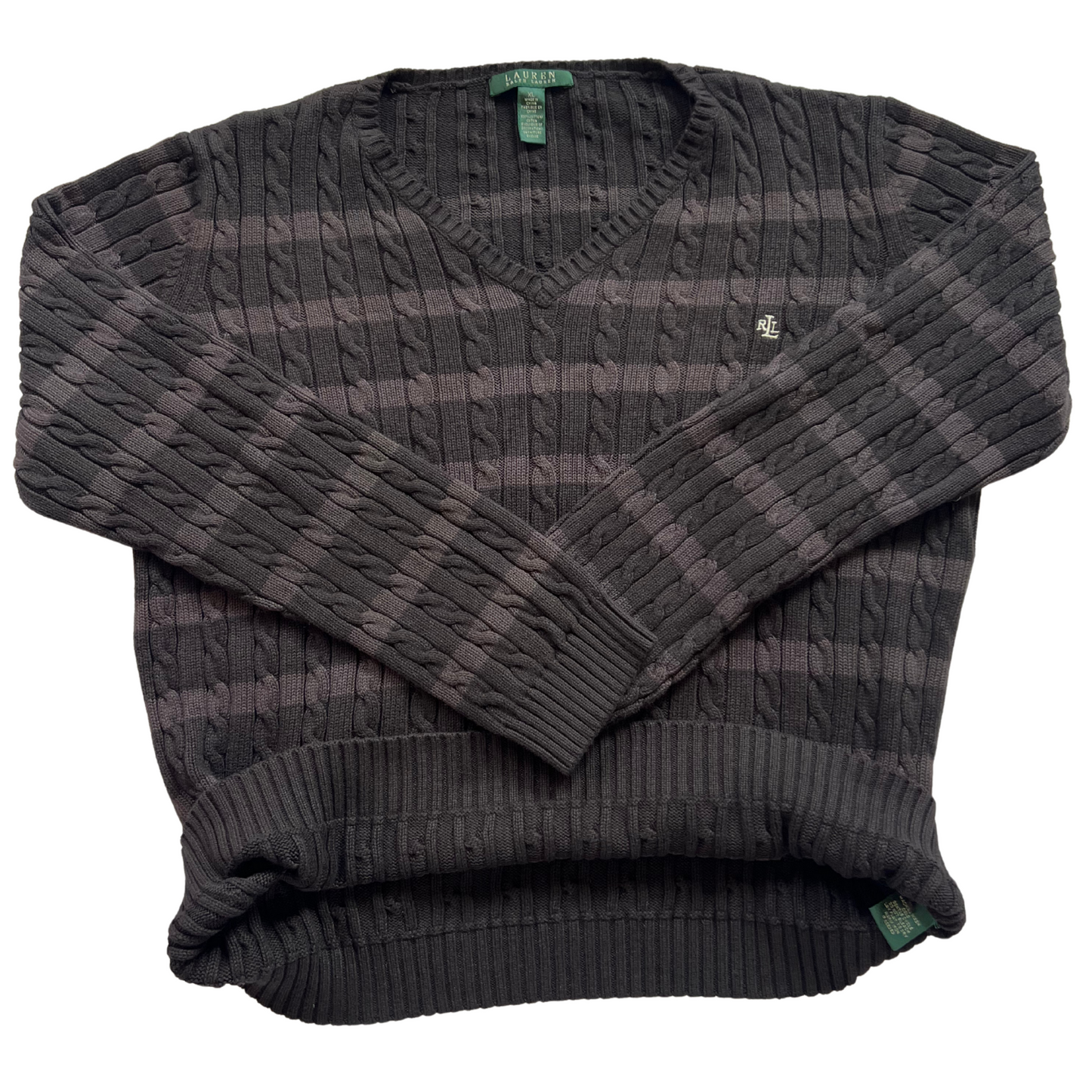 Pull Ralph Lauren col V rayé pour femmes - taille XL
