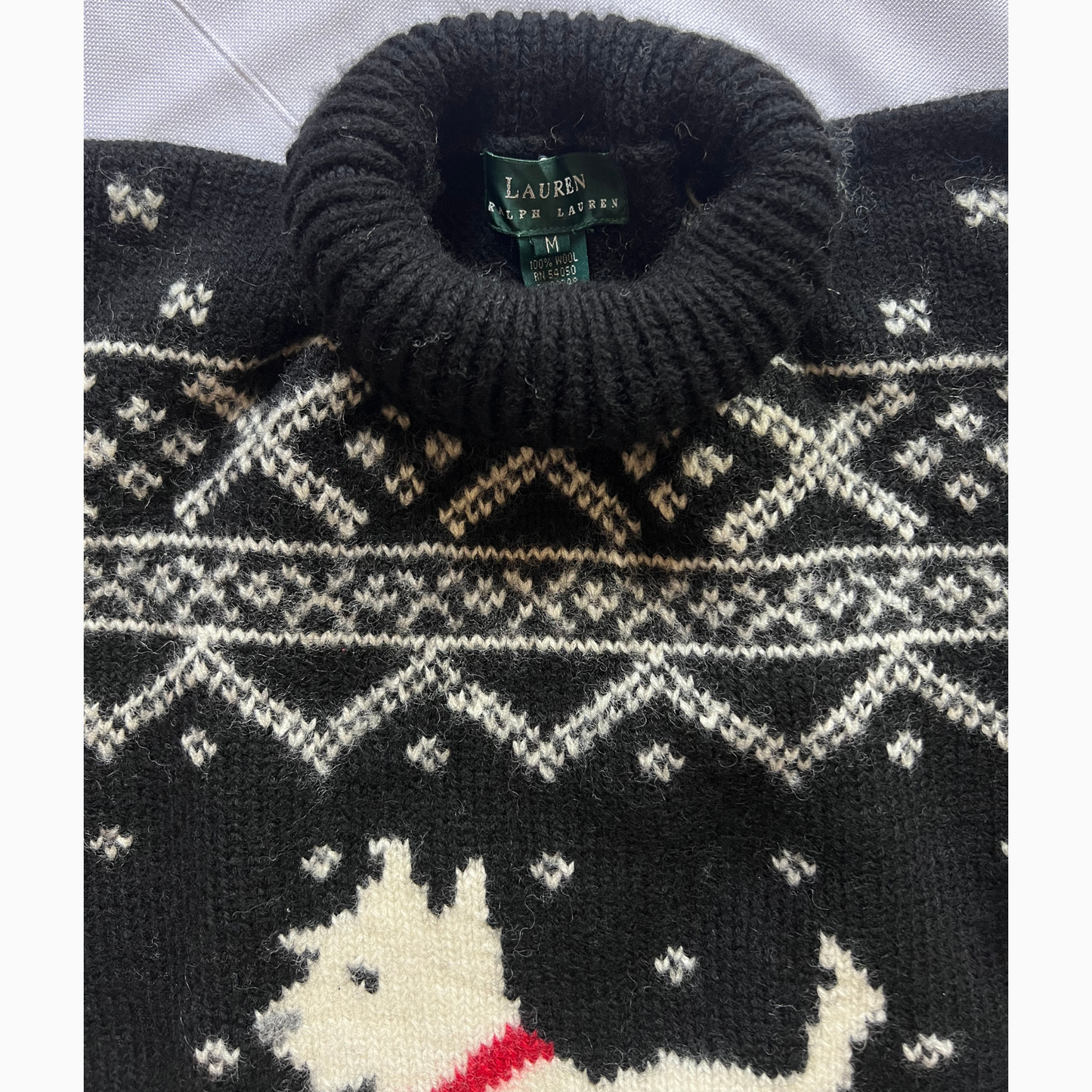 Rare & Vintage - Pull Ralph Lauren en laine col roulé noir pour femmes - taille M