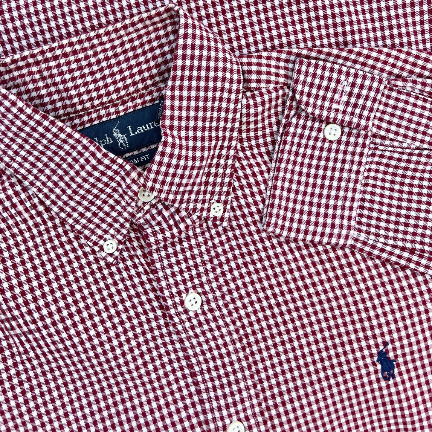 Chemise Ralph Lauren blanche carreaux rouges pour hommes - taille S