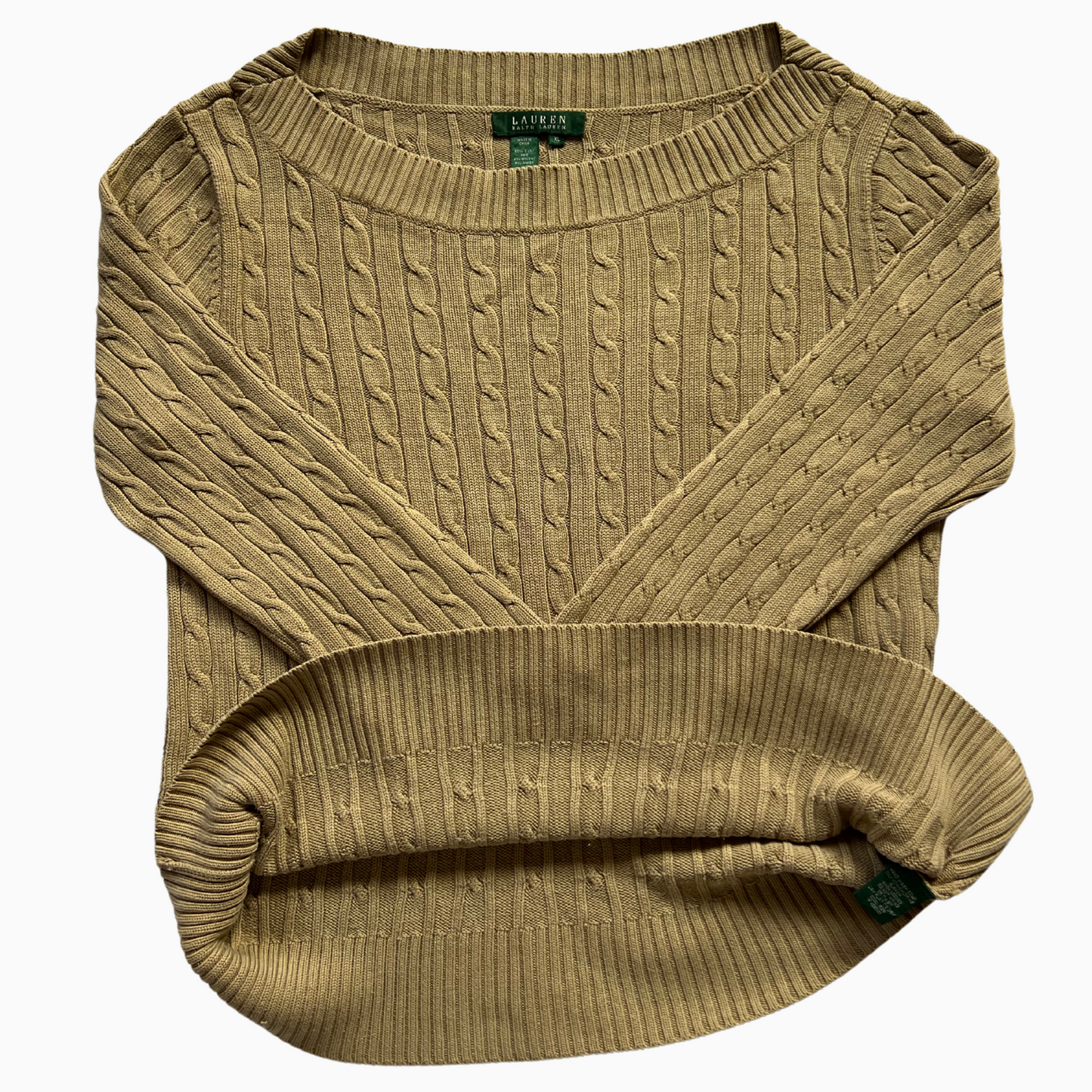 Pull en soie Ralph Lauren col bateau beige pour femmes - taille L (fits M)