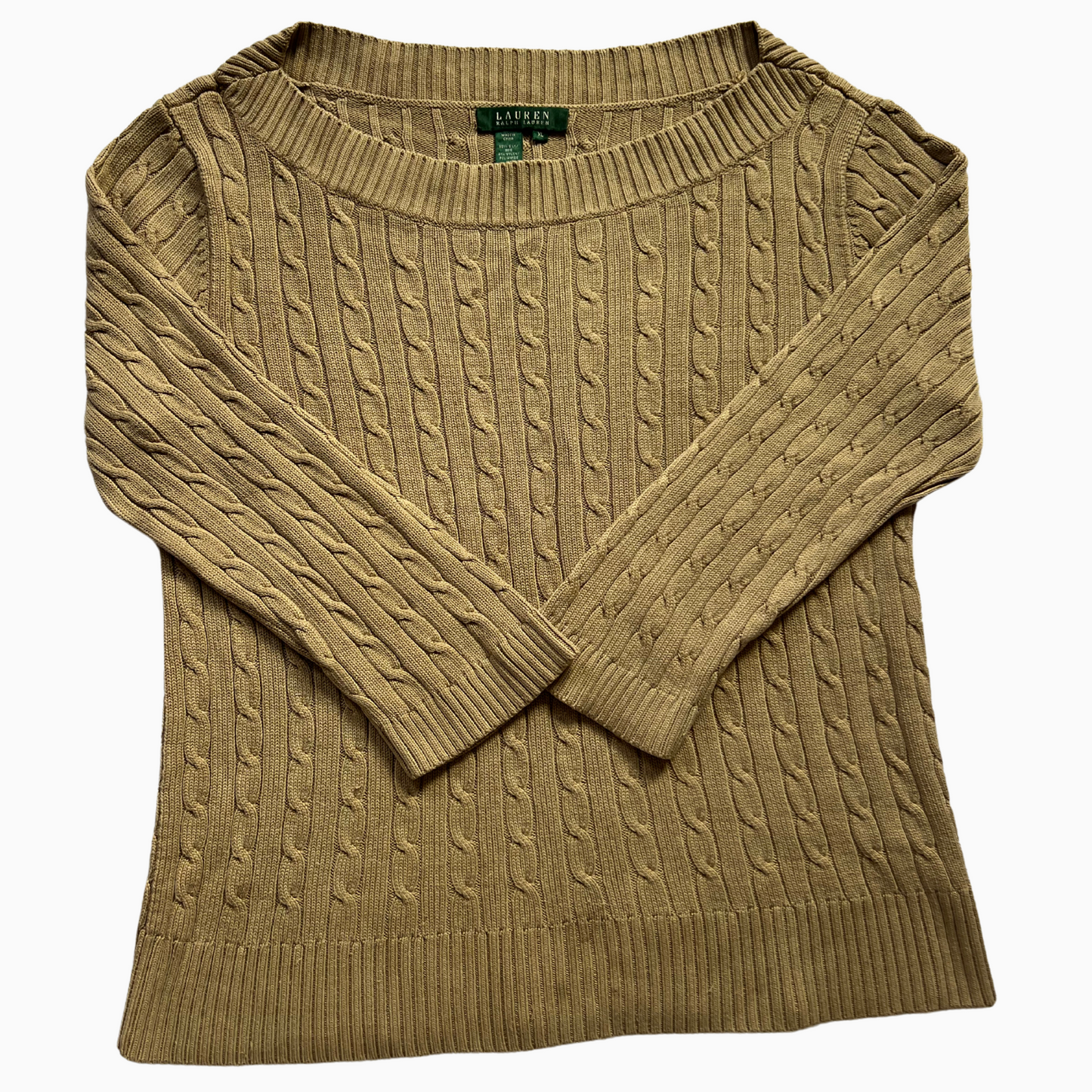 Pull en soie Ralph Lauren col bateau beige pour femmes - taille L (fits M)