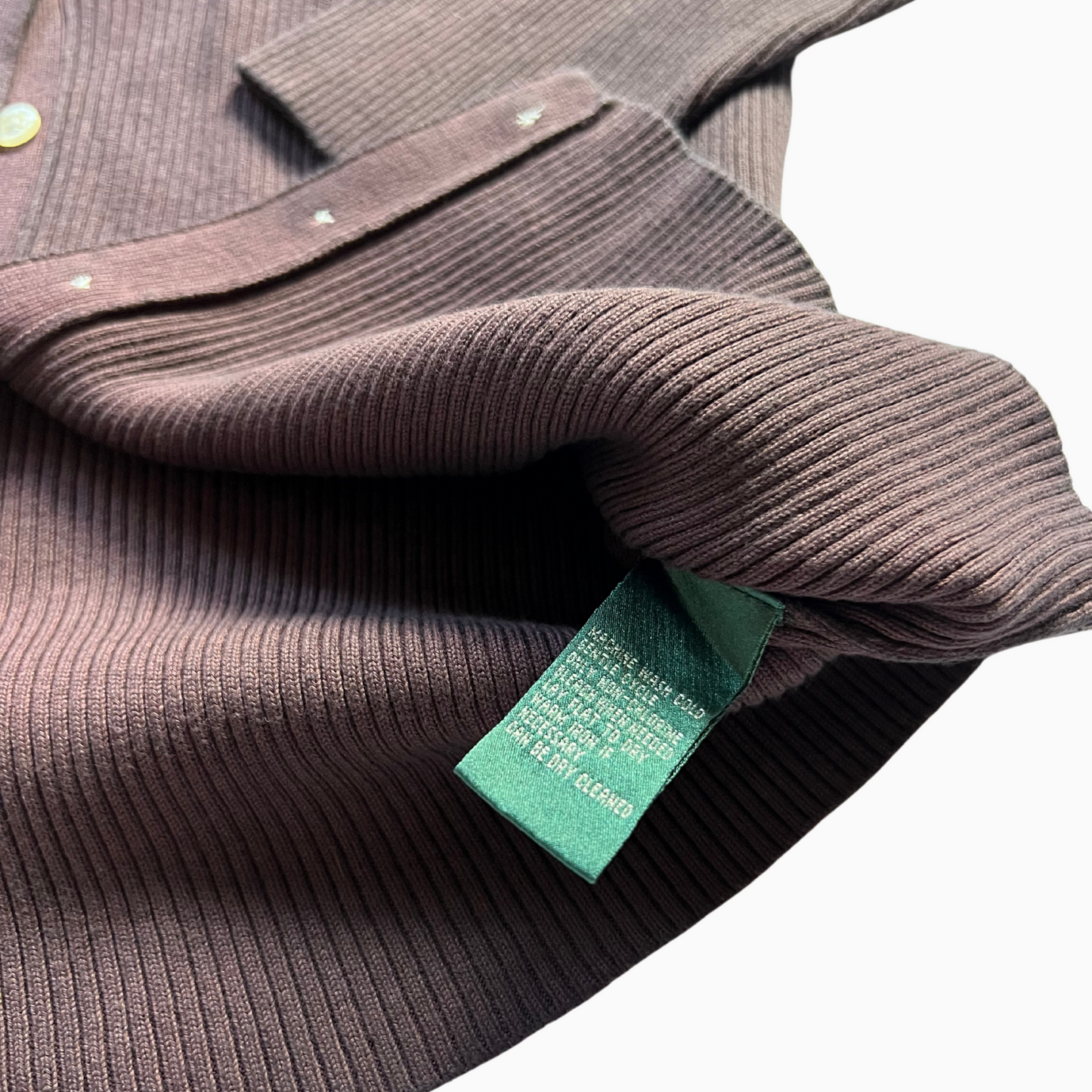 Rare & Vintage - Pull boutonnée Ralph Lauren marron Made in Hong-Kong pour femmes - taille S