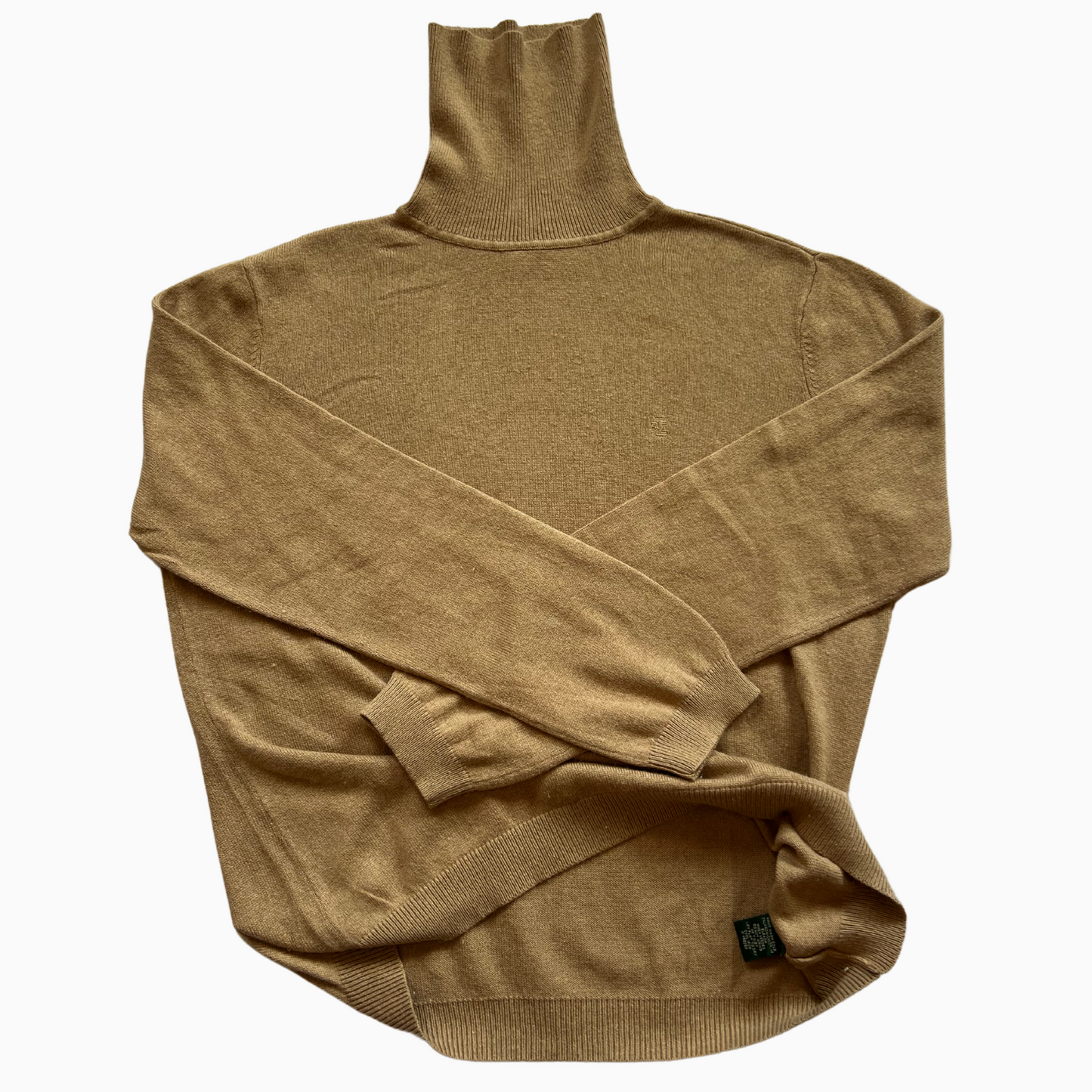 Pull en cashmere Ralph Lauren col roulé beige pour femmes - taille L (fits M)