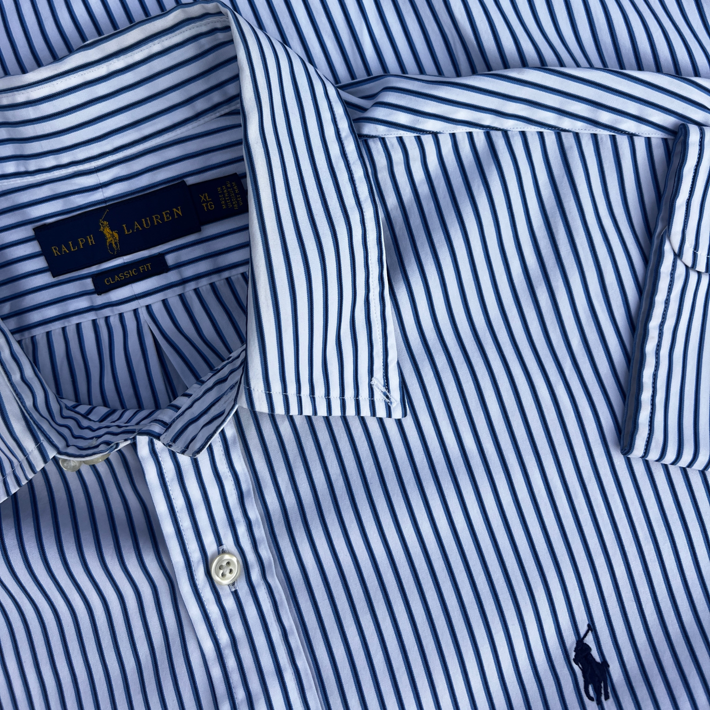 Chemise Ralph Lauren rayé en bleu coupe regular pour hommes - taille XL