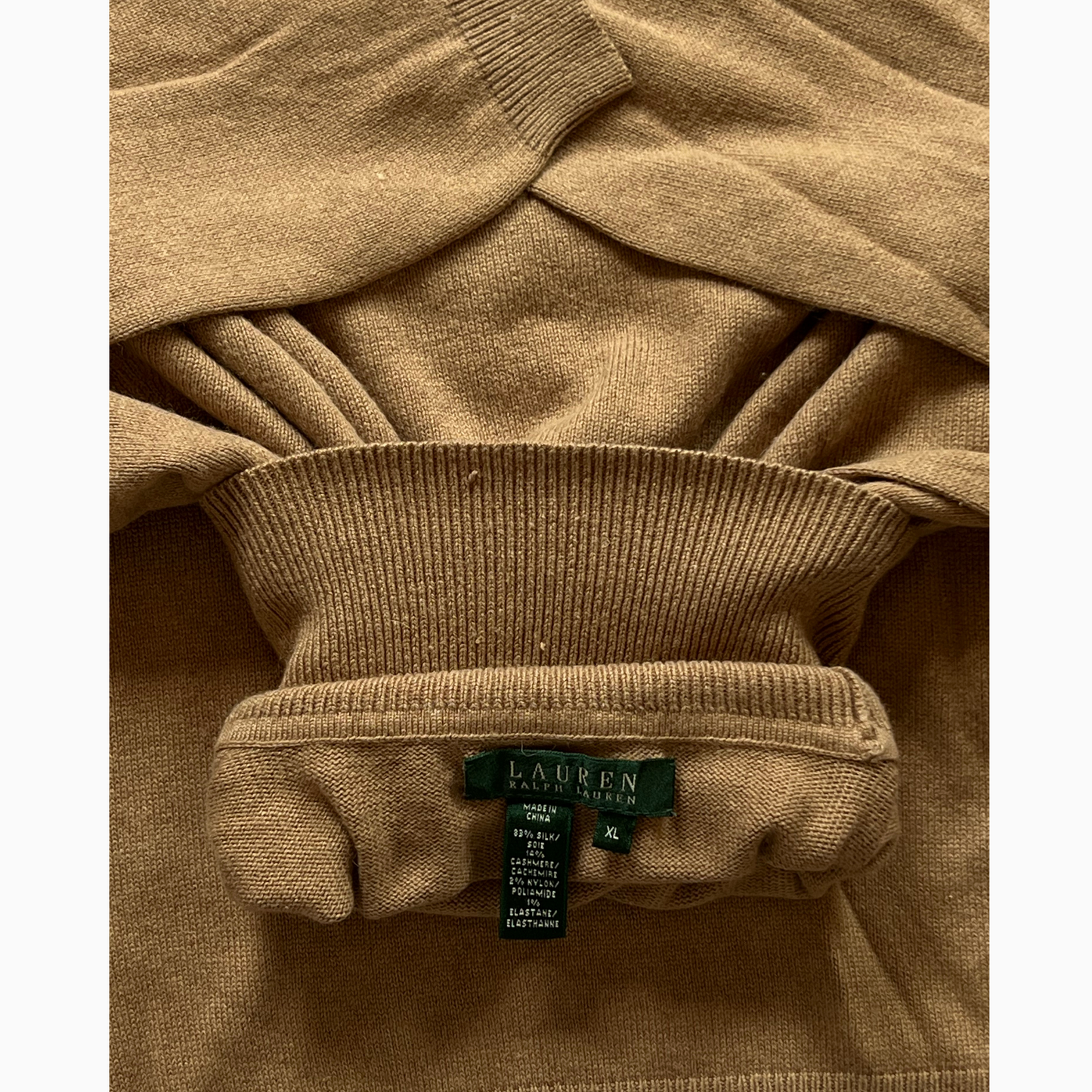 Pull en cashmere Ralph Lauren col roulé beige pour femmes - taille L (fits M)