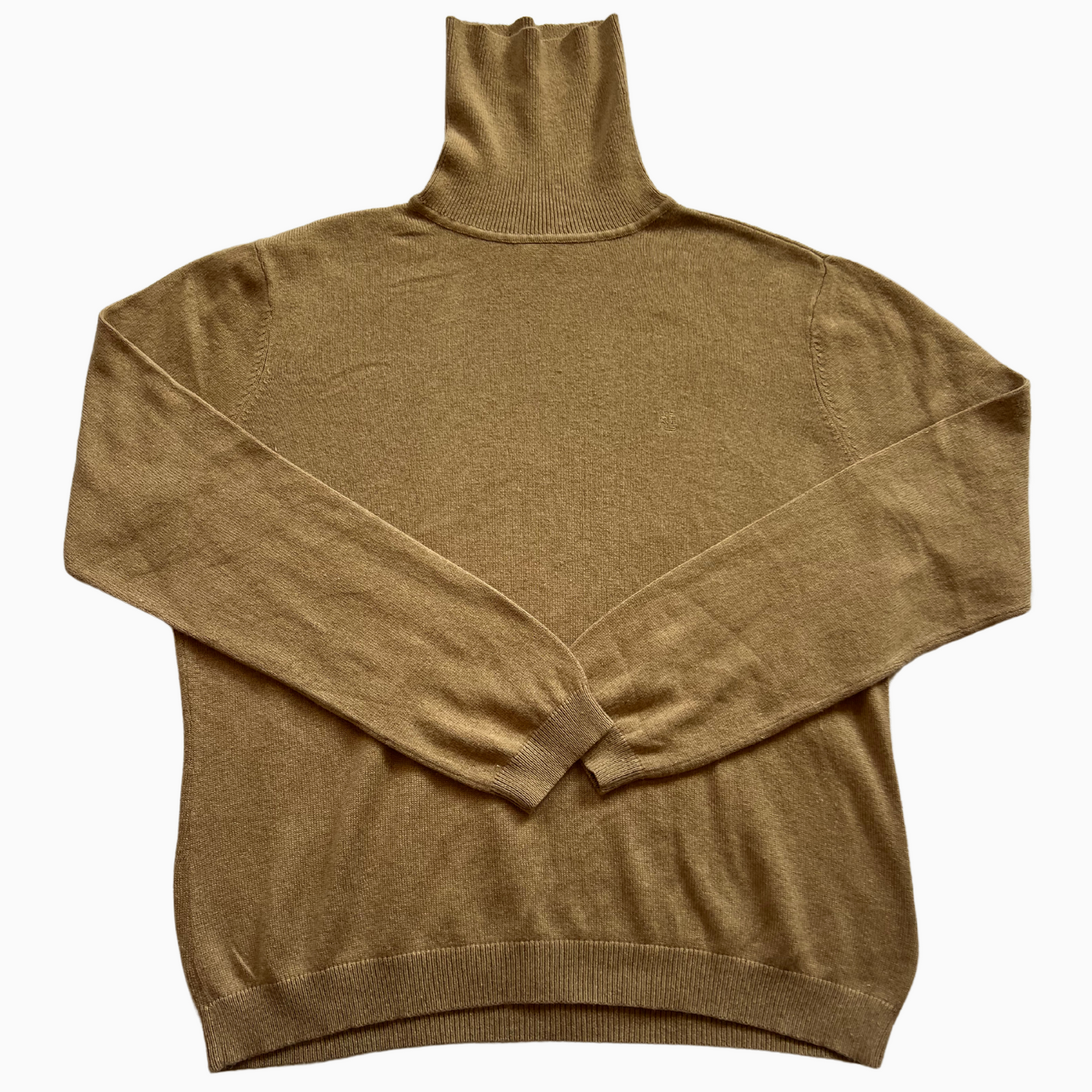 Pull en cashmere Ralph Lauren col roulé beige pour femmes - taille L (fits M)