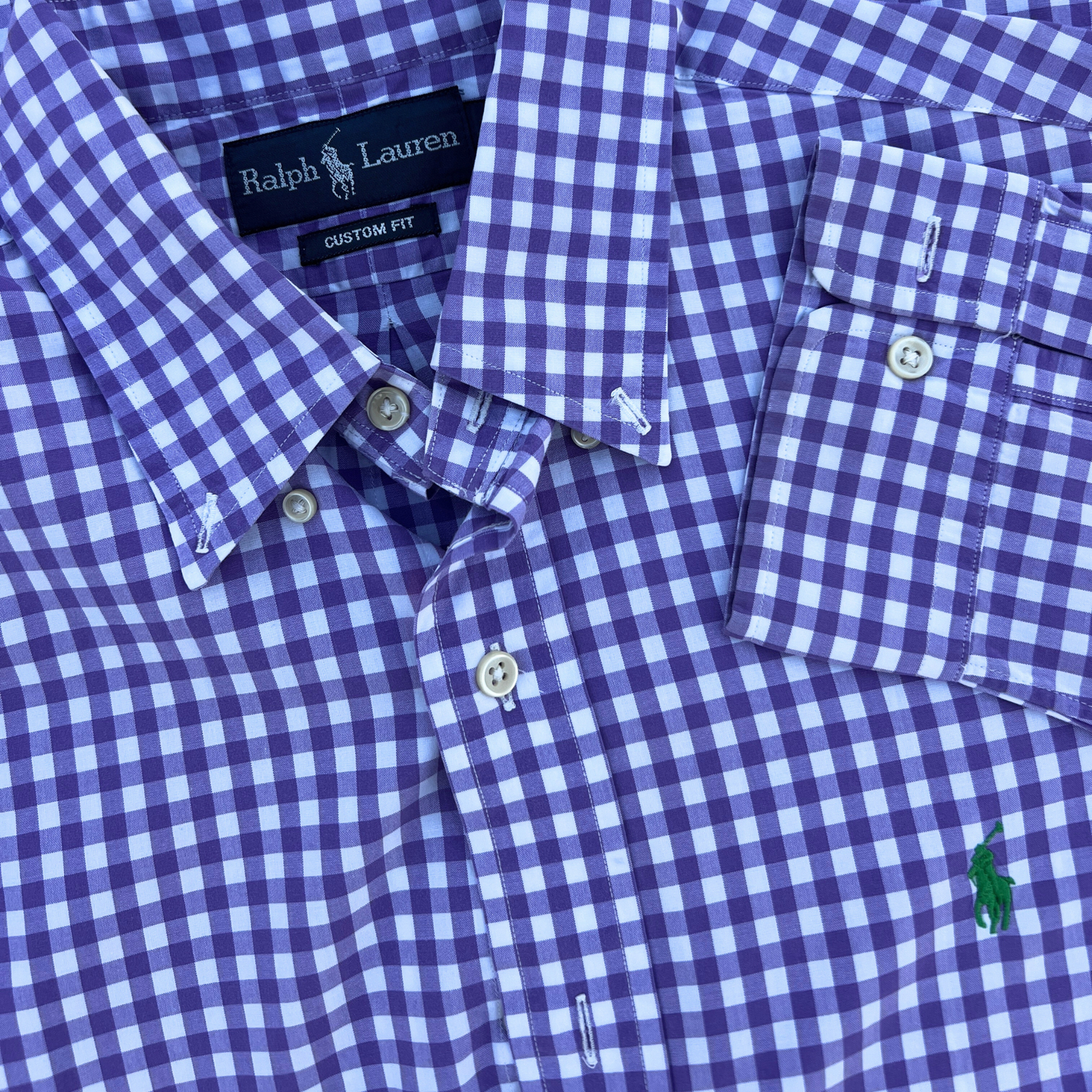 Rare & Vintage - Chemise Ralph Lauren carreaux custom fit pour hommes - taille M