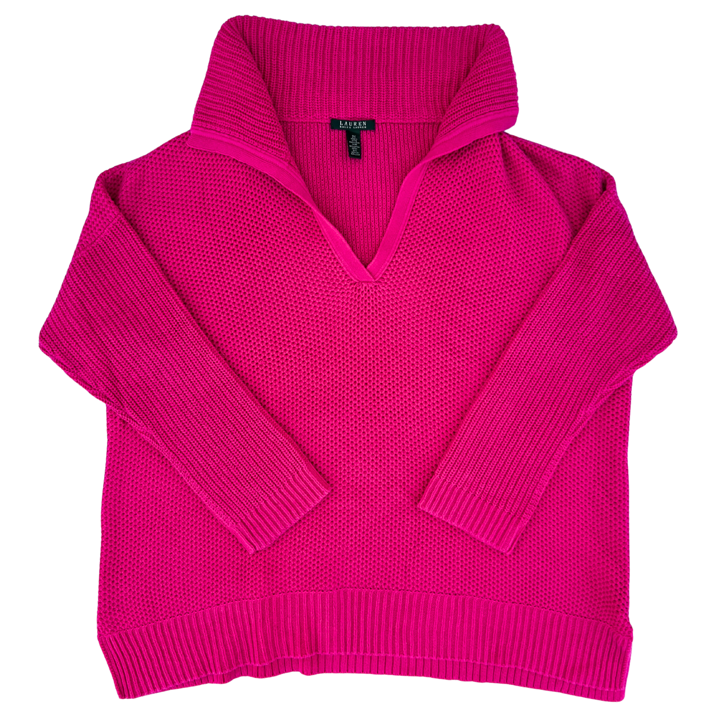 Pull Ralph Lauren rose manches 3/4 pour femmes - taille XL/XXL