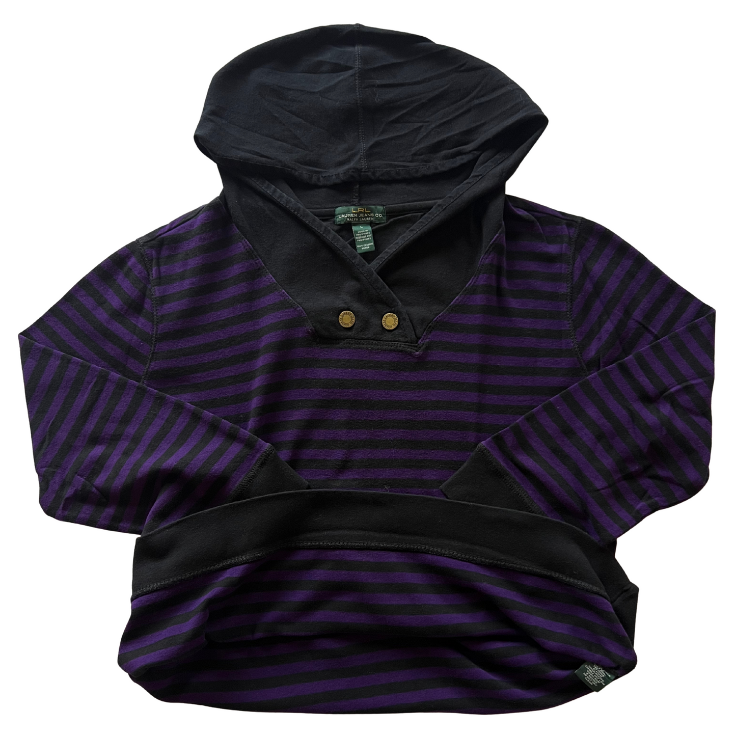 Pull à capuche Ralph Lauren rayé manches 3/4 pour femmes - taille L