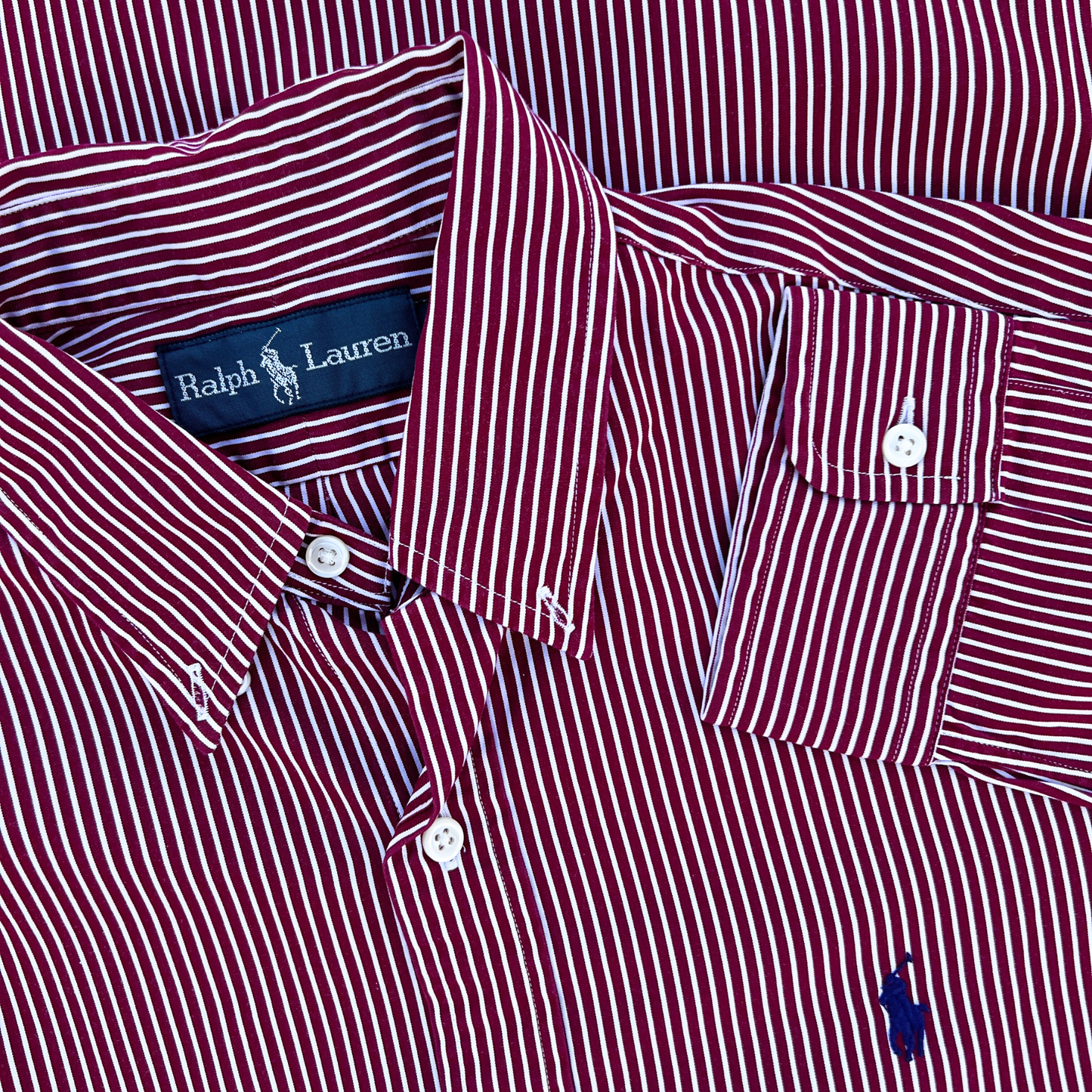 Chemise Ralph Lauren rayé en grenat custom fit pour hommes - taille M