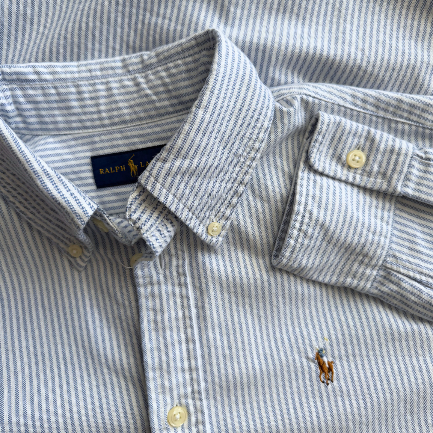 Chemise Ralph Lauren pour hommes - Blanc rayé en bleu - Taille S