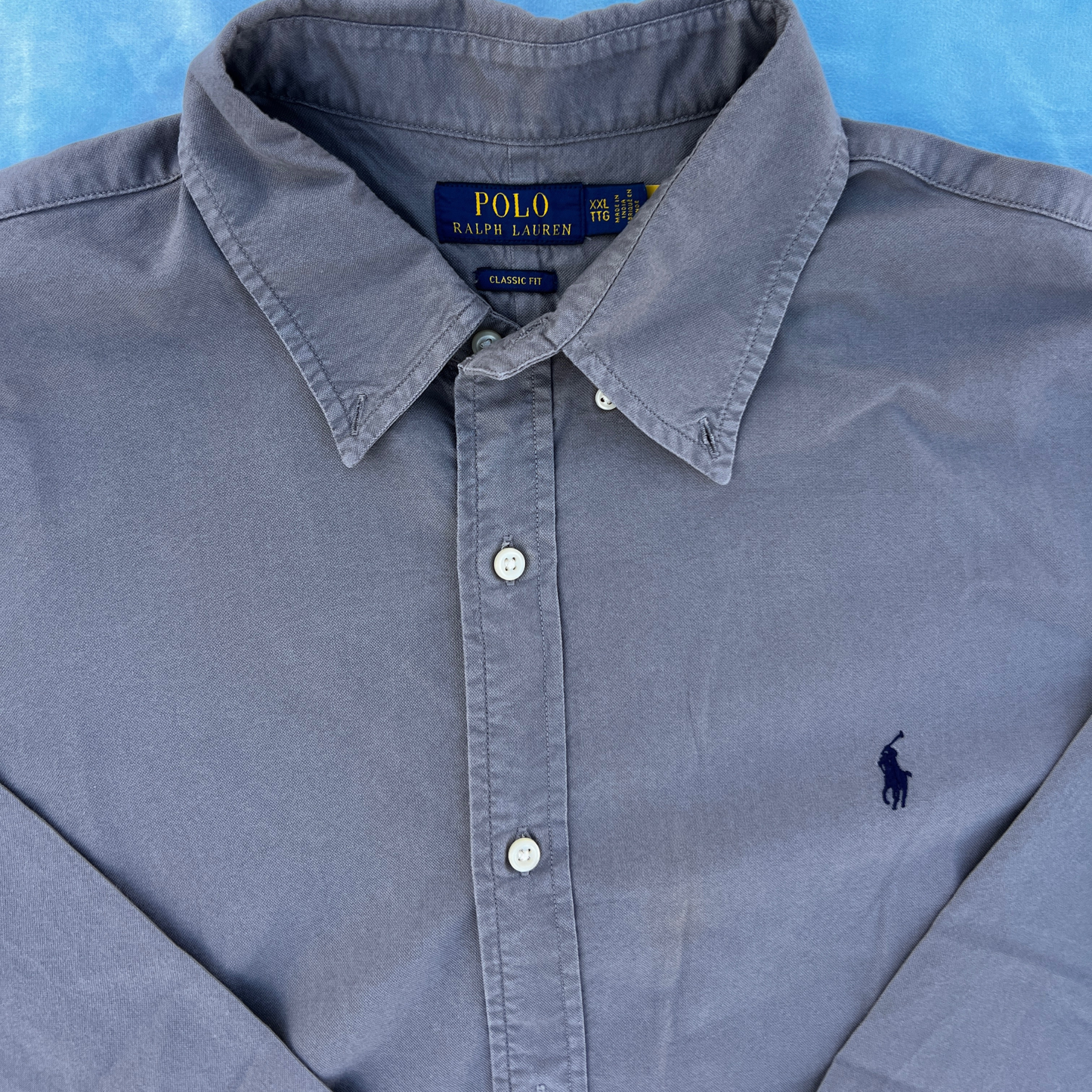 Chemise Ralph Lauren grise coupe regular pour hommes - taille XXL