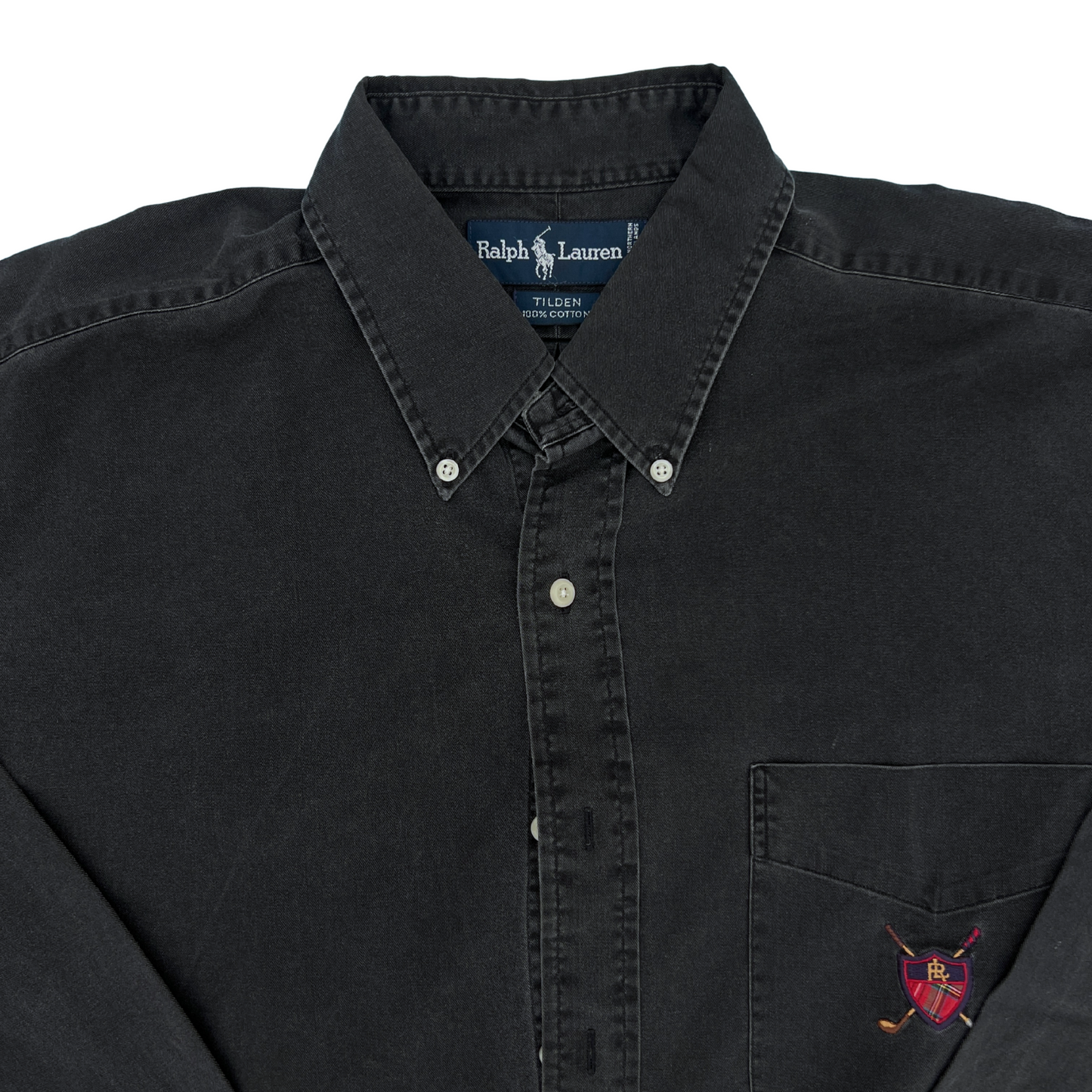 Rare & Vintage - Chemise Ralph Lauren noire pour hommes - taille L