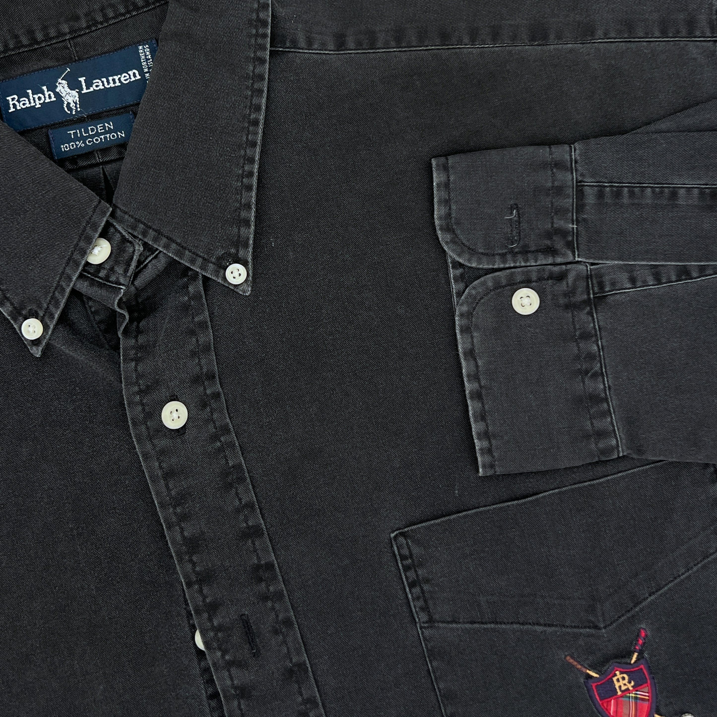 Rare & Vintage - Chemise Ralph Lauren noire pour hommes - taille L