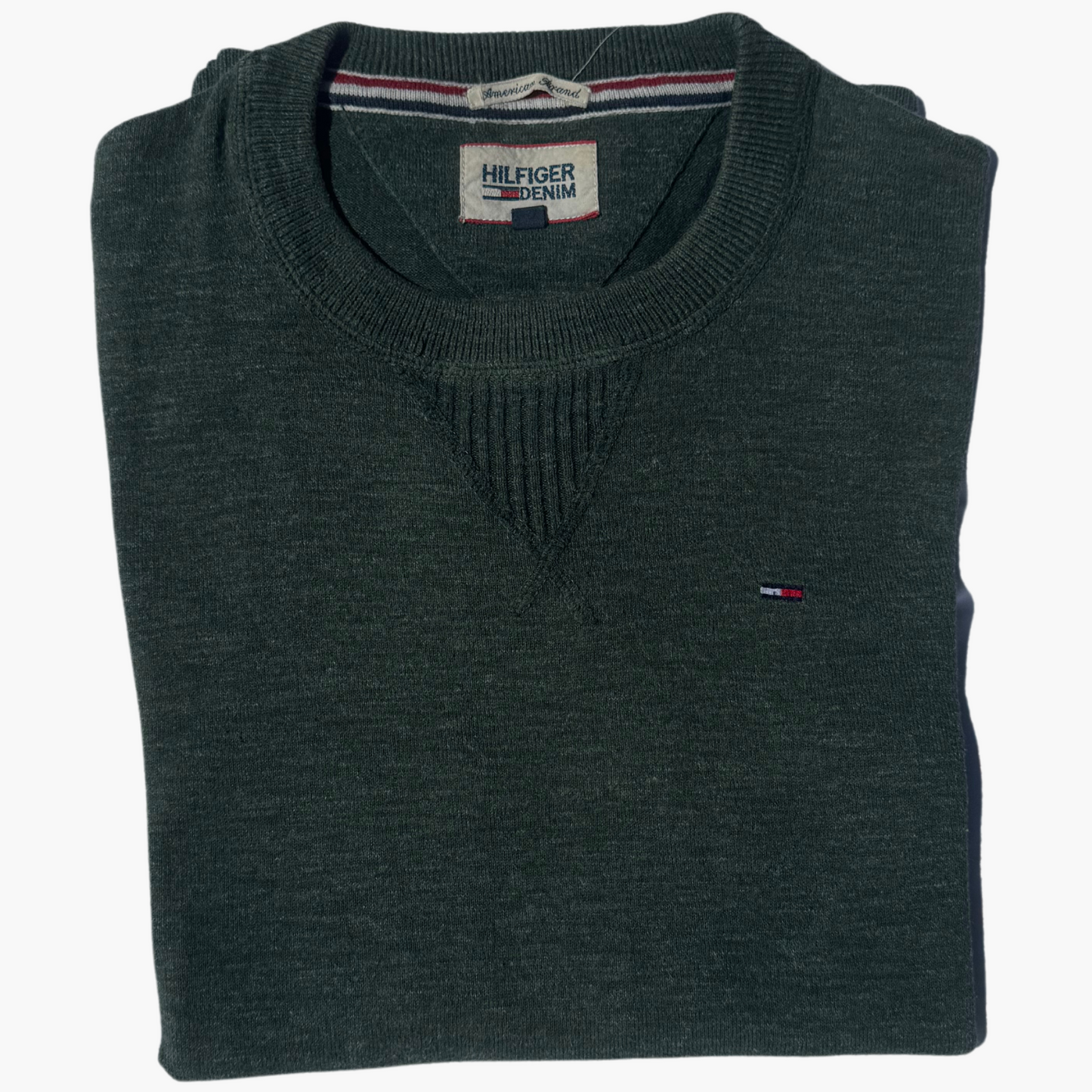 Pull Tommy Hilfiger Denim vert col rond en cotton