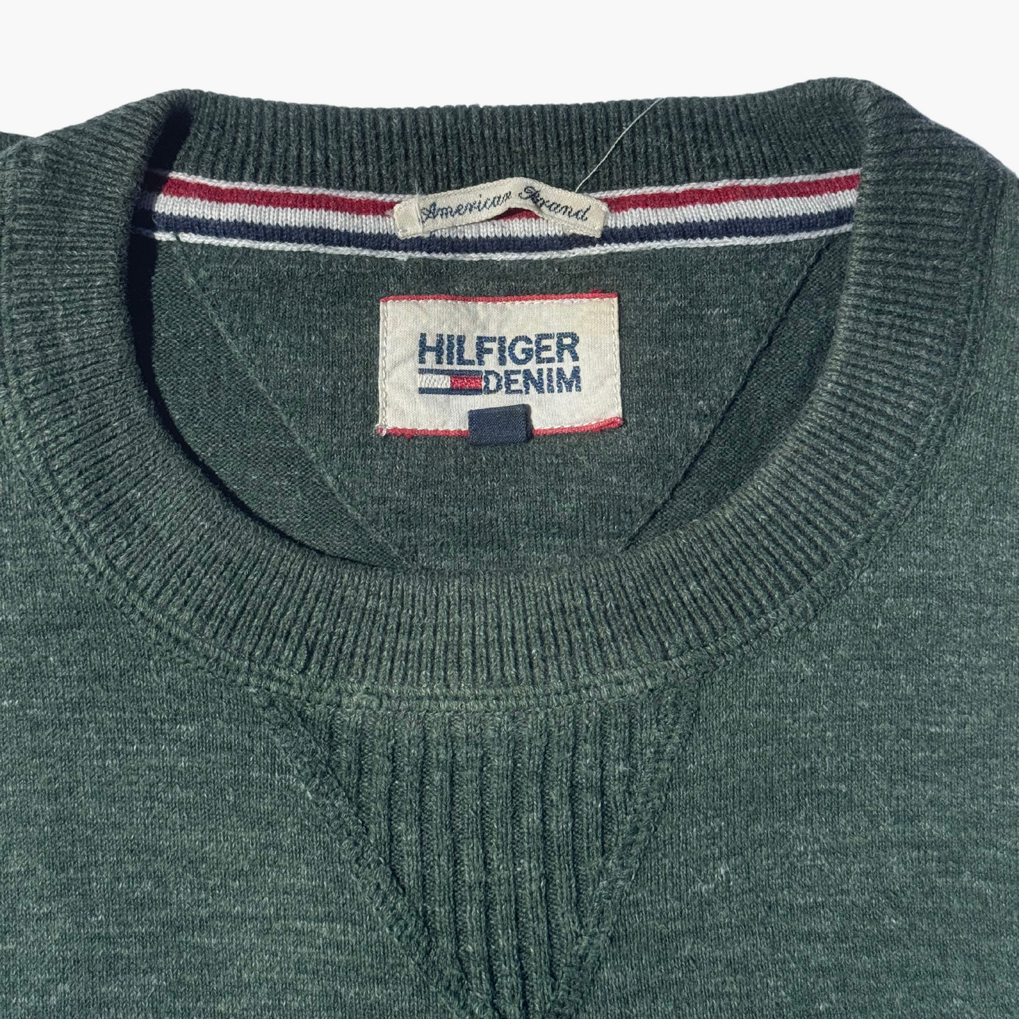 Pull Tommy Hilfiger Denim vert col rond en cotton