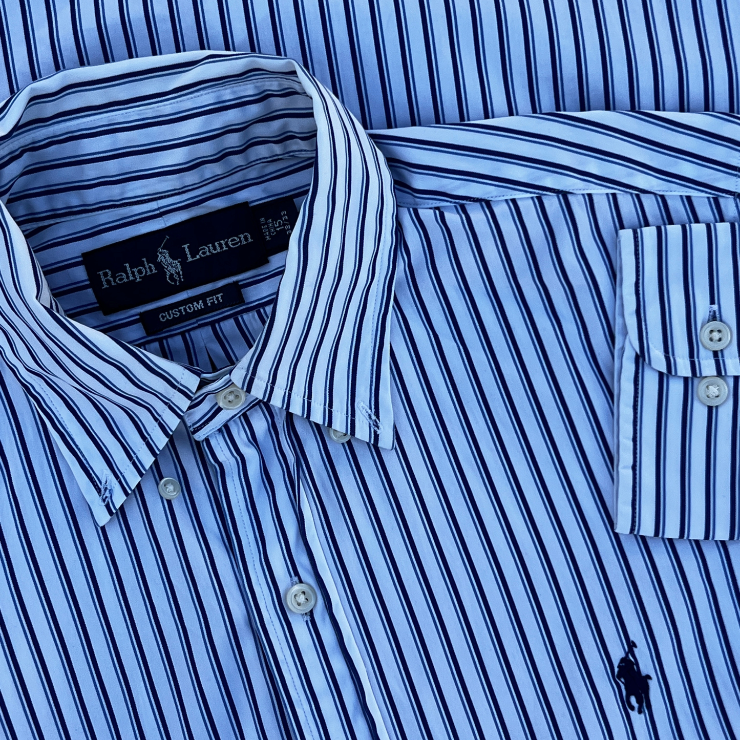 Chemise Ralph Lauren blanche rayée custom fit pour hommes - Taille M