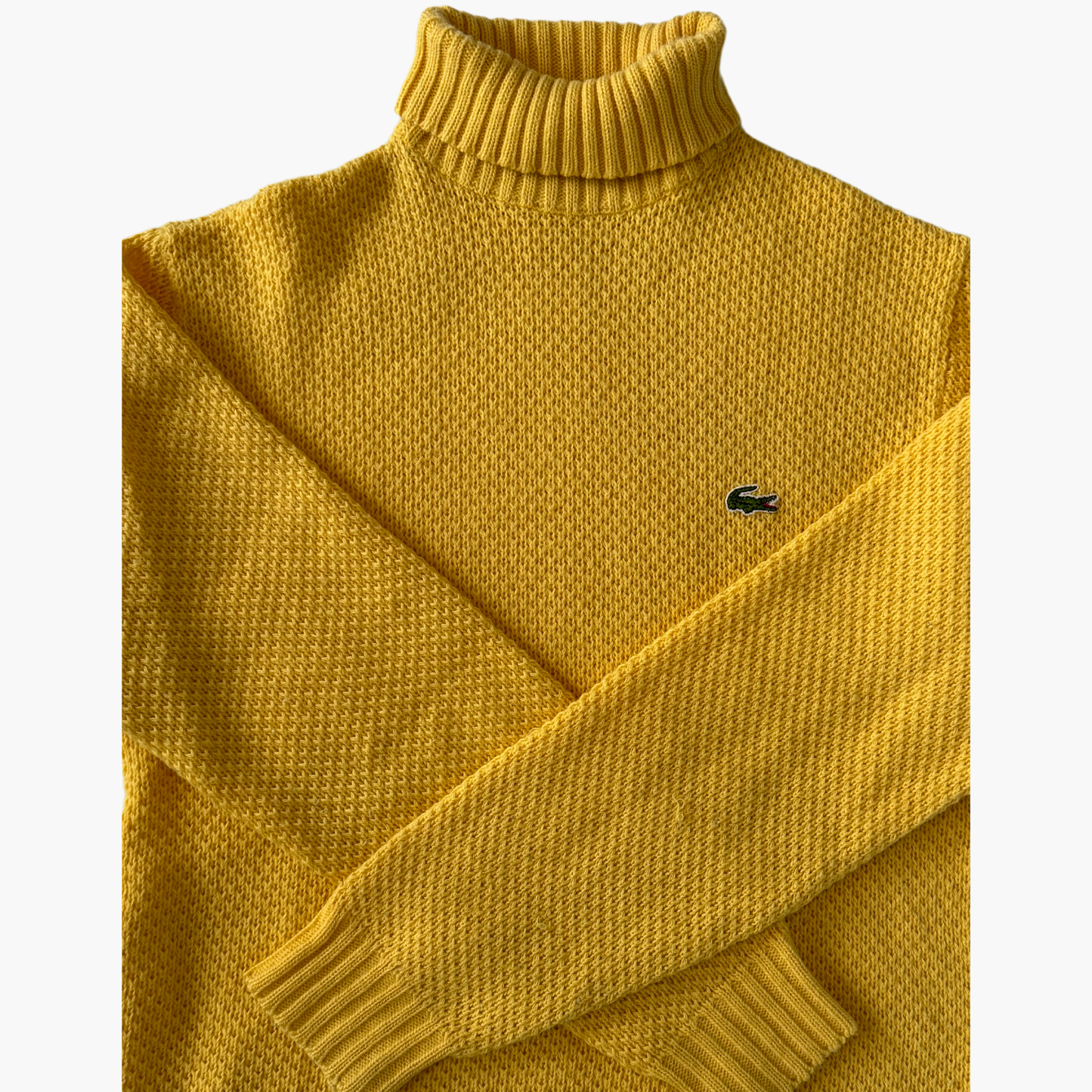 Rare & Vintage - Col roulé Lacoste Jaune en laine - taille M/L
