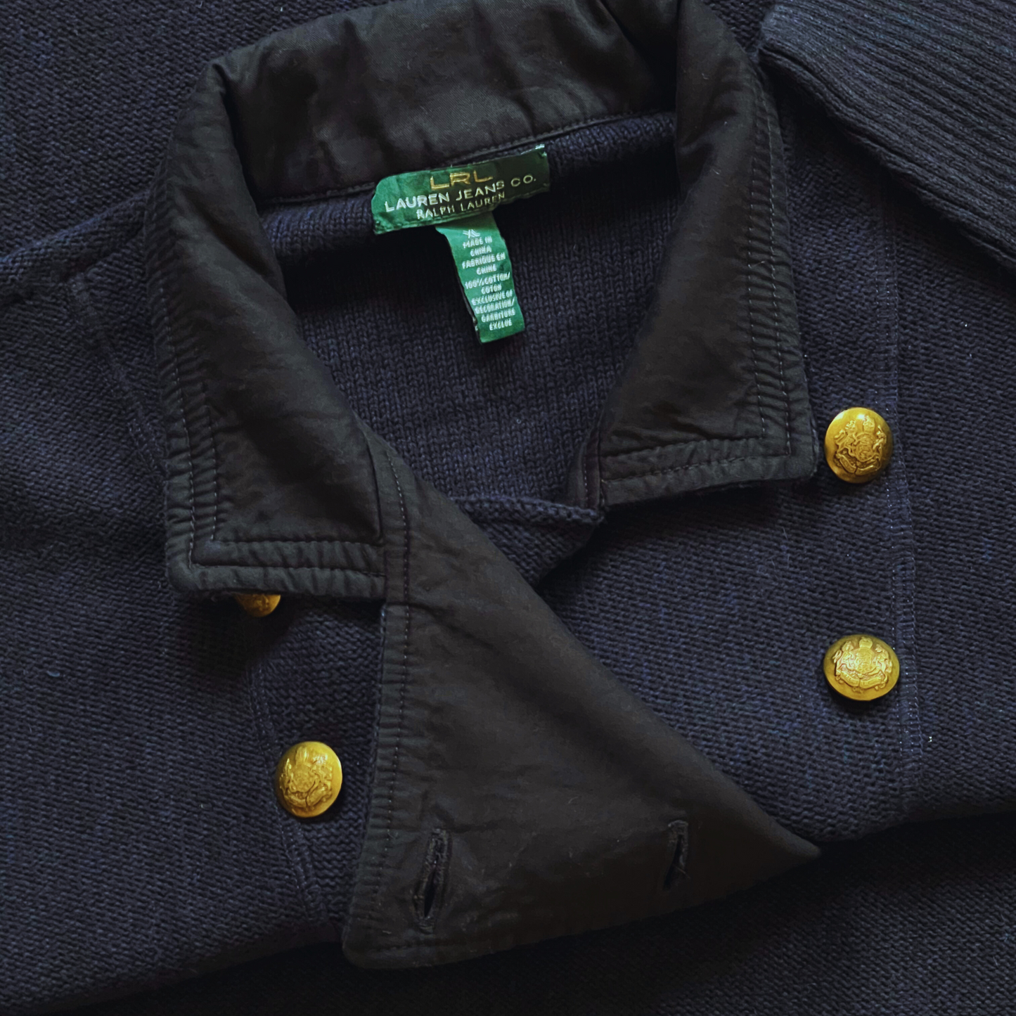 Rare & Vintage - Robe boutonnée Ralph Lauren bleu foncé pour femmes - taille L/XL