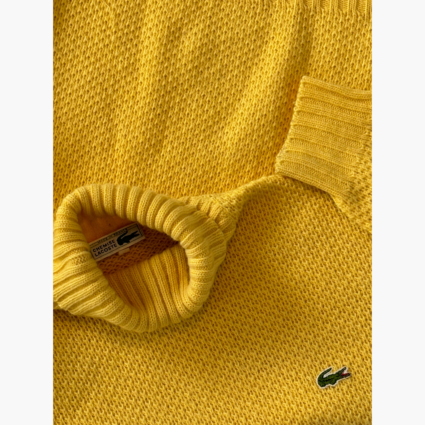 Rare & Vintage - Col roulé Lacoste Jaune en laine - taille M/L