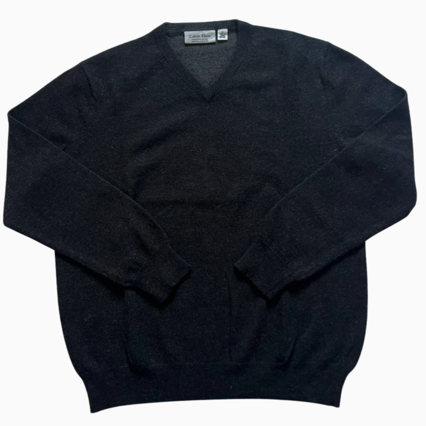 Pull en laine Calvin Klein col V gris pour hommes - taille M