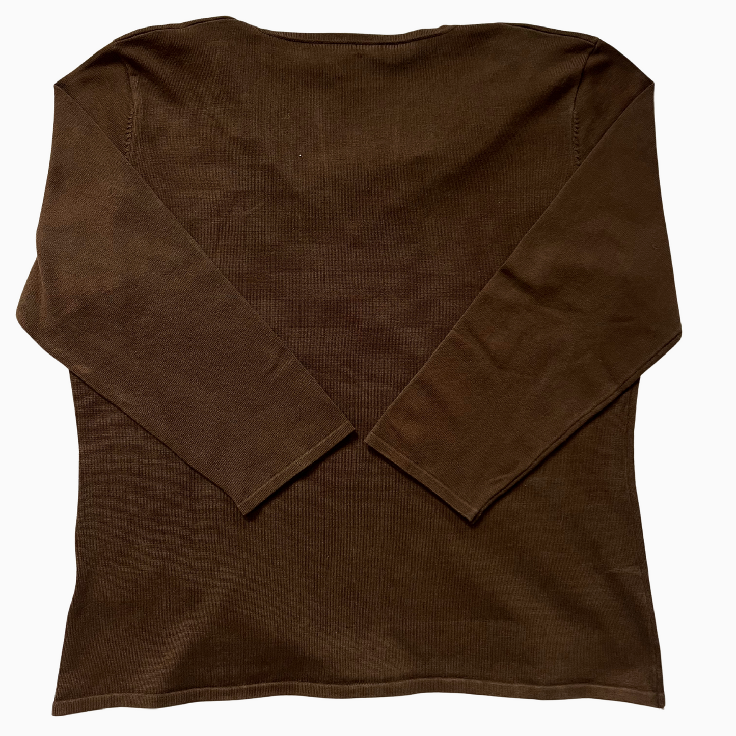 Pull en soie Ralph Lauren marron manches 3/4 pour femmes - taille M