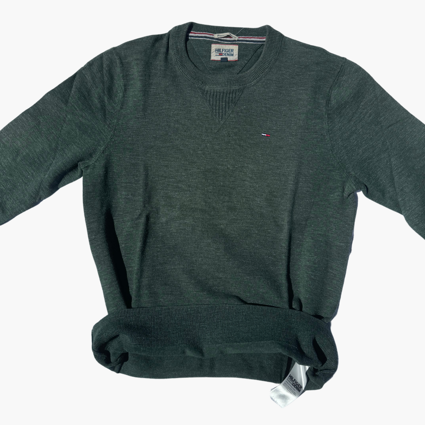 Pull Tommy Hilfiger Denim vert col rond en cotton