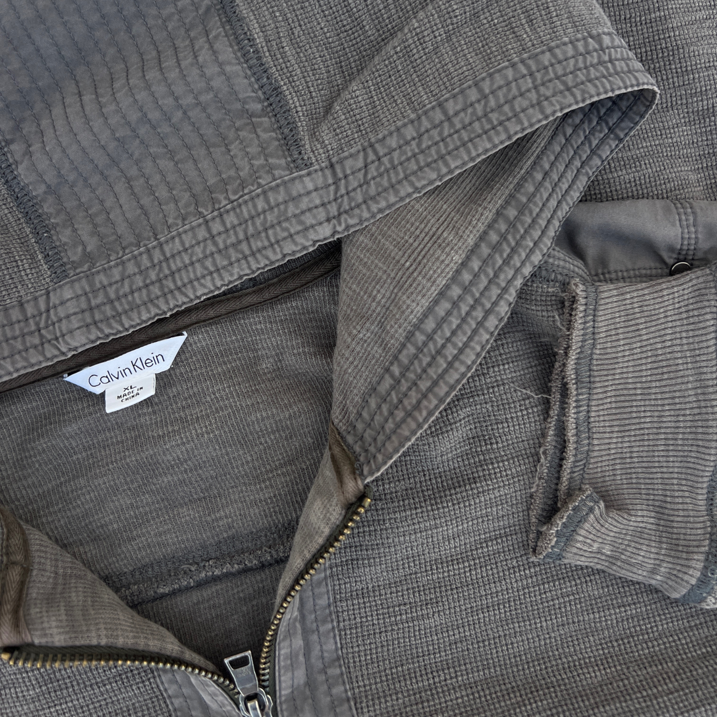Pull Calvin Klein gris full zip pour hommes - taille XL