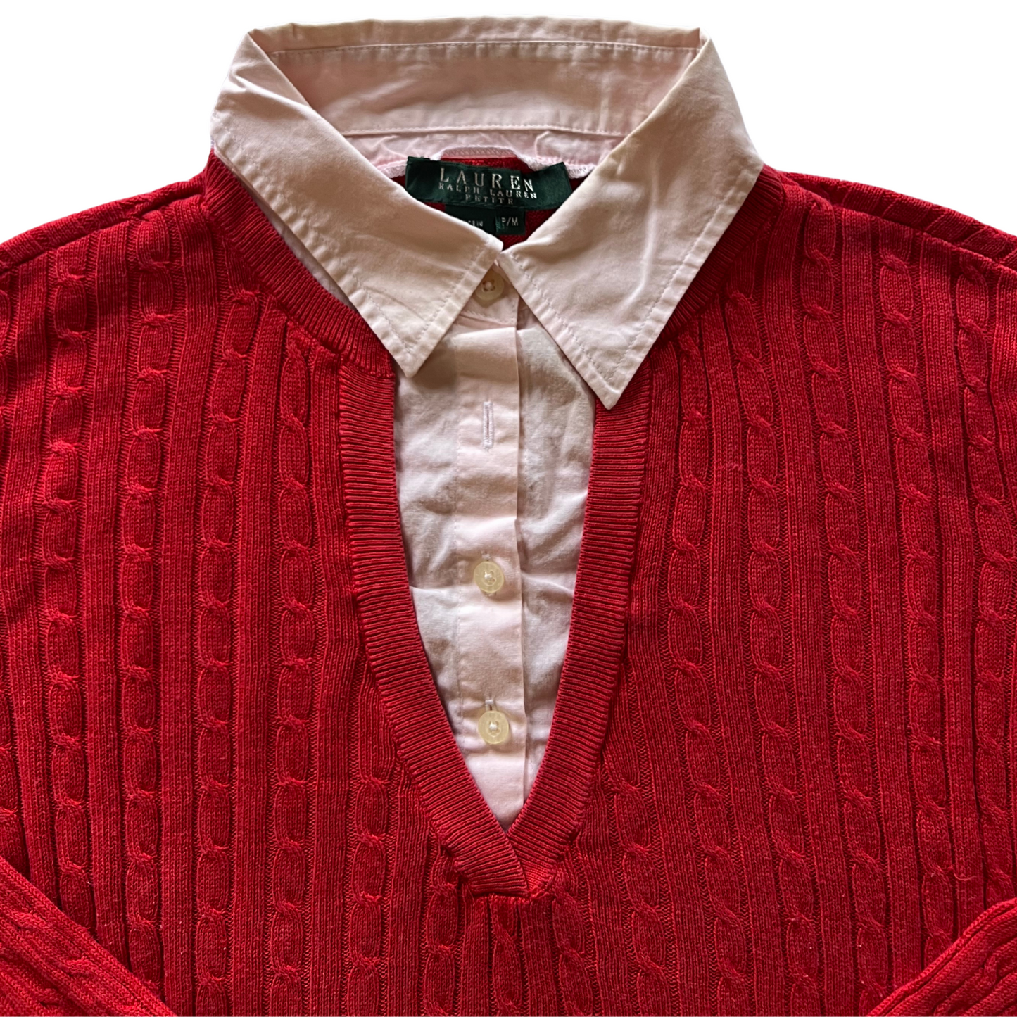 Pull Rouge Ralph Lauren col chemise intégrée pour femmes - taille S