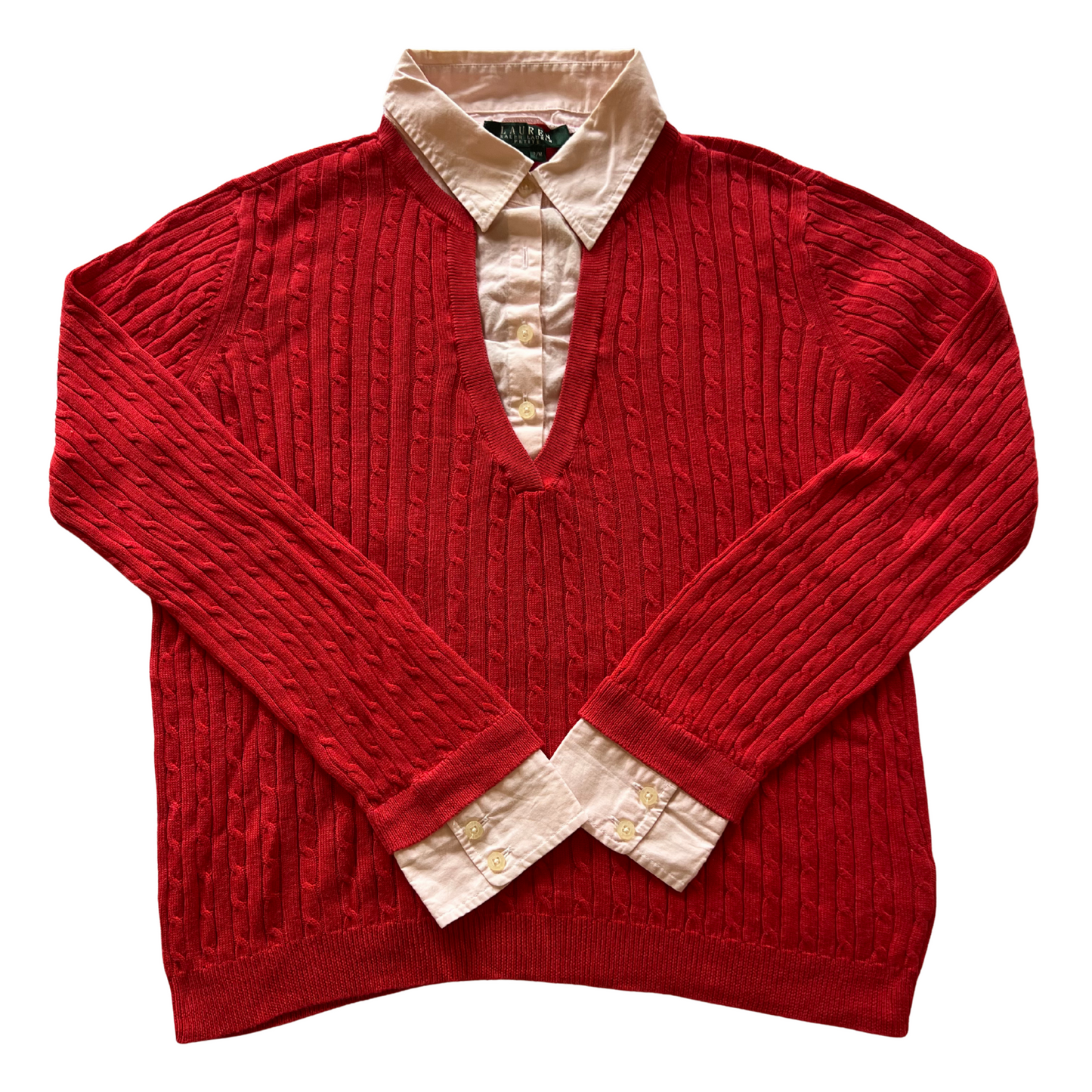 Pull Rouge Ralph Lauren col chemise intégrée pour femmes - taille S