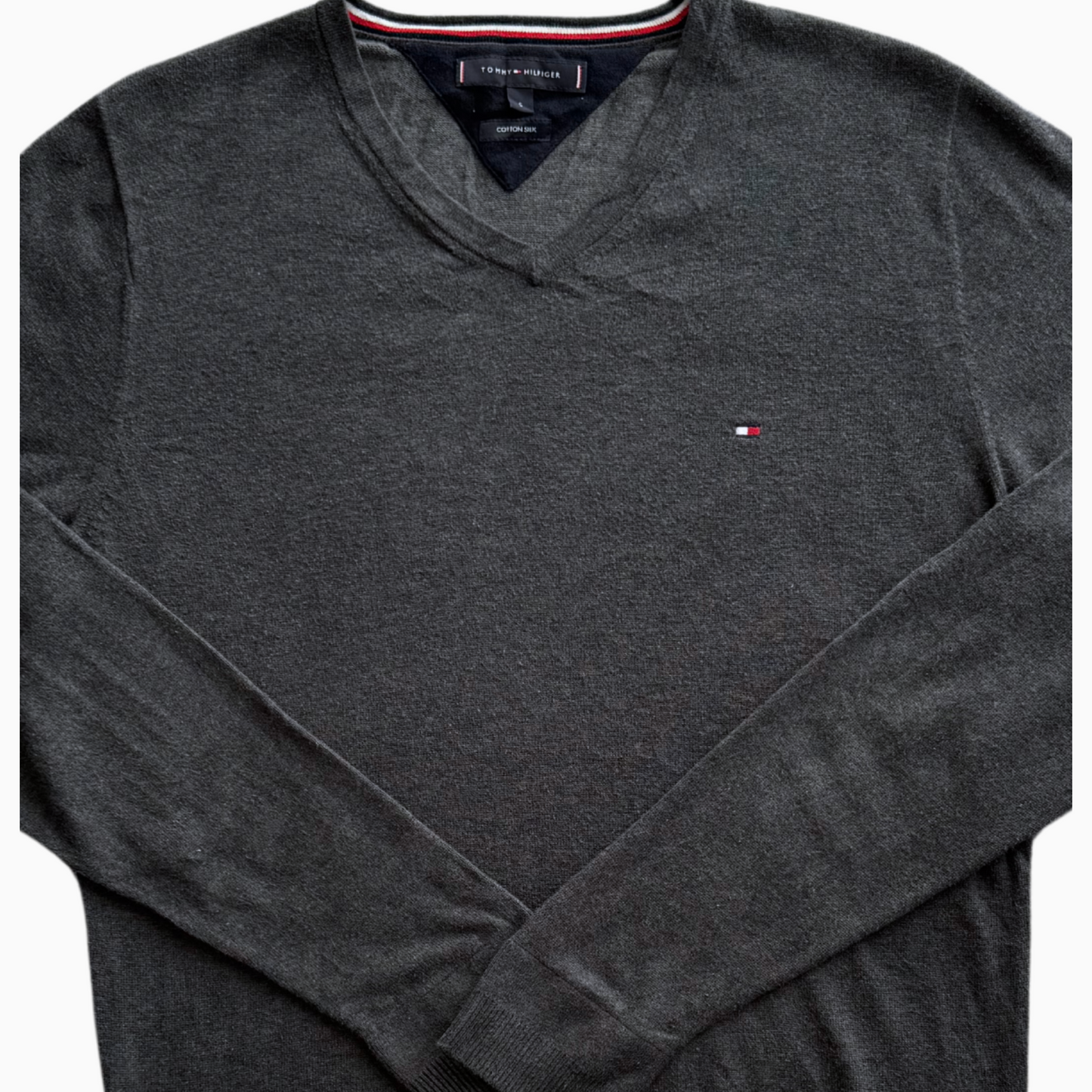 Pull Tommy Hilfiger col V cotton silk - taille S