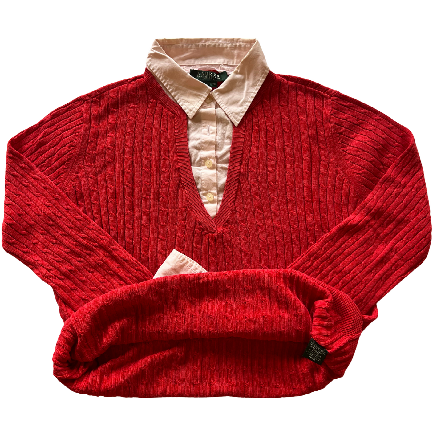 Pull Rouge Ralph Lauren col chemise intégrée pour femmes - taille S