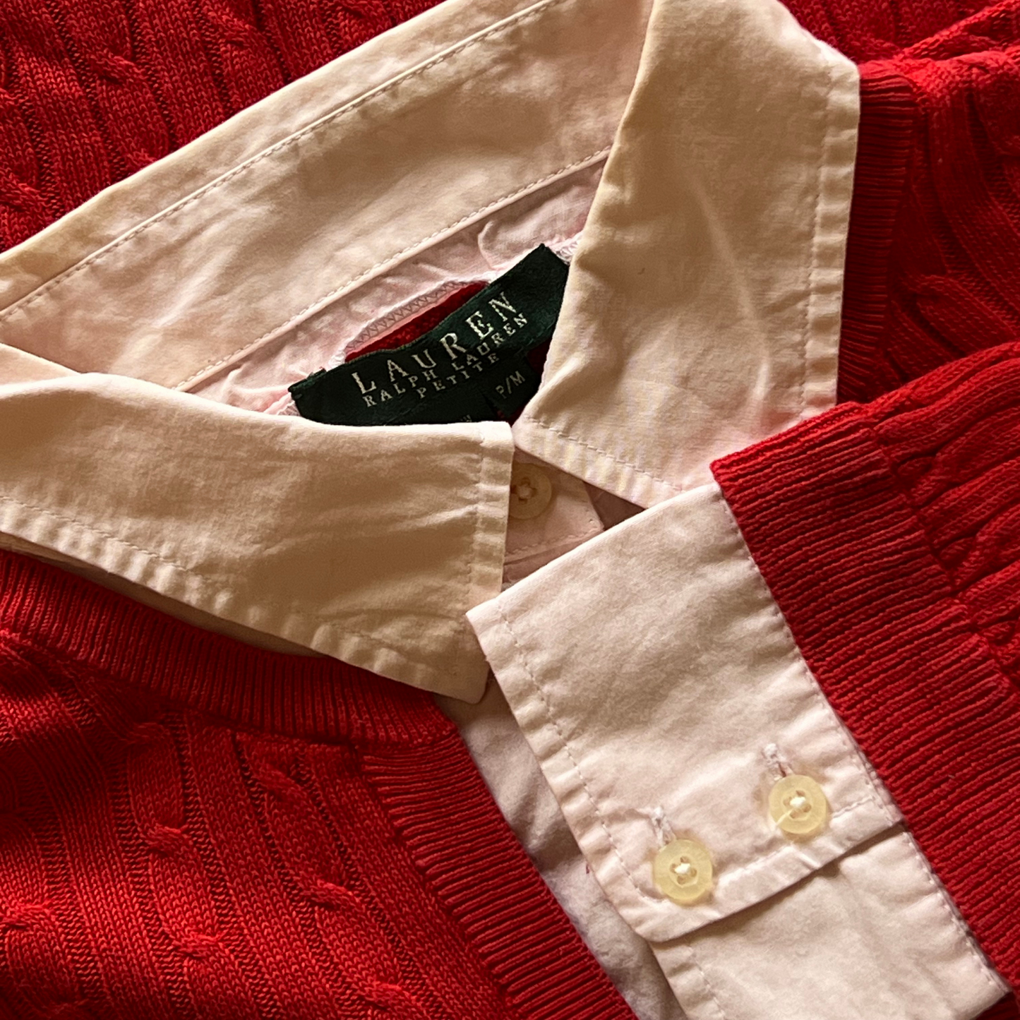 Pull Rouge Ralph Lauren col chemise intégrée pour femmes - taille S