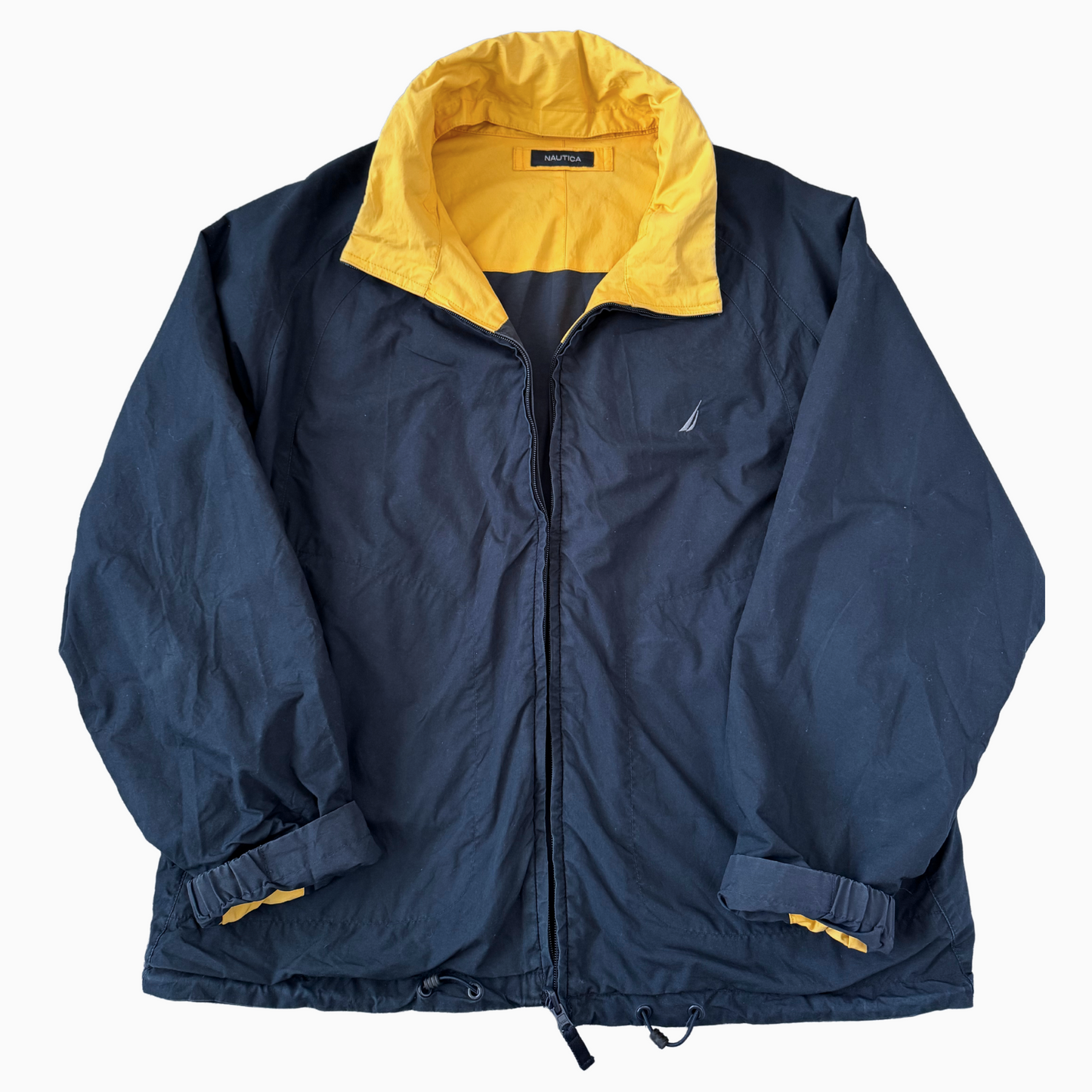 Rare & Vintage - Jacket Nautica 2 faces bleu et jaune pour hommes - taille L