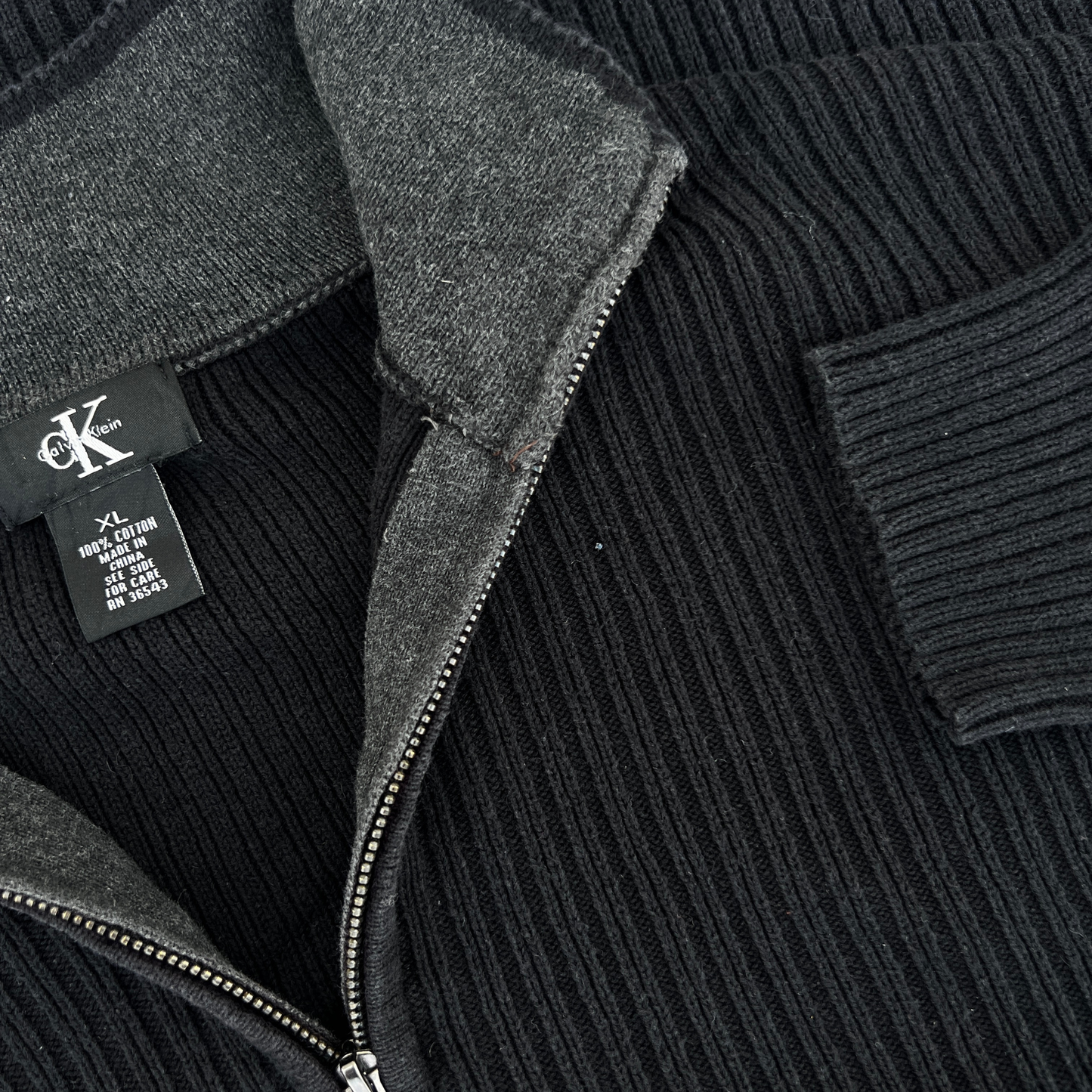 Pull Calvin Klein 1/4 zip noir pour hommes - Taille L