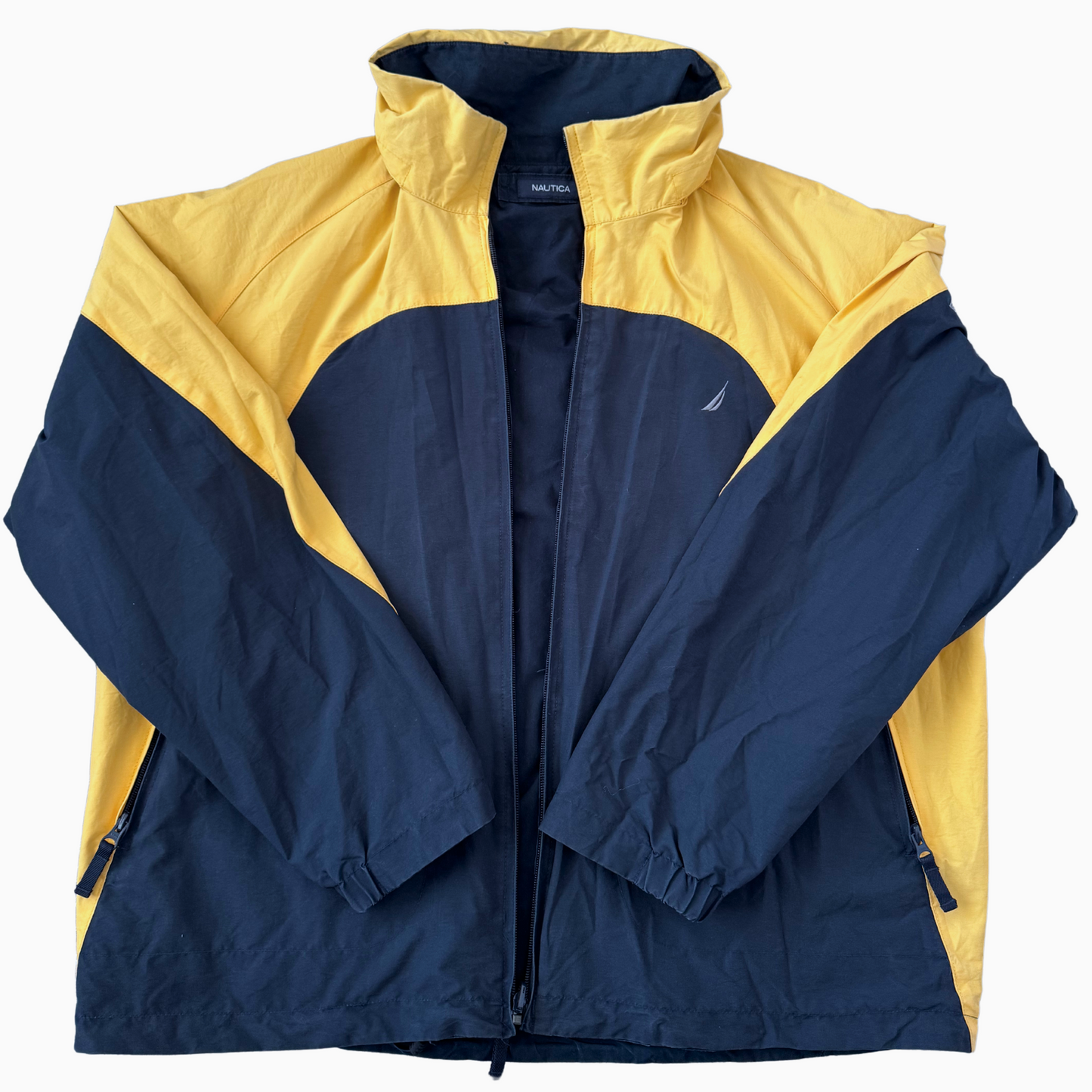 Rare & Vintage - Jacket Nautica 2 faces bleu et jaune pour hommes - taille L