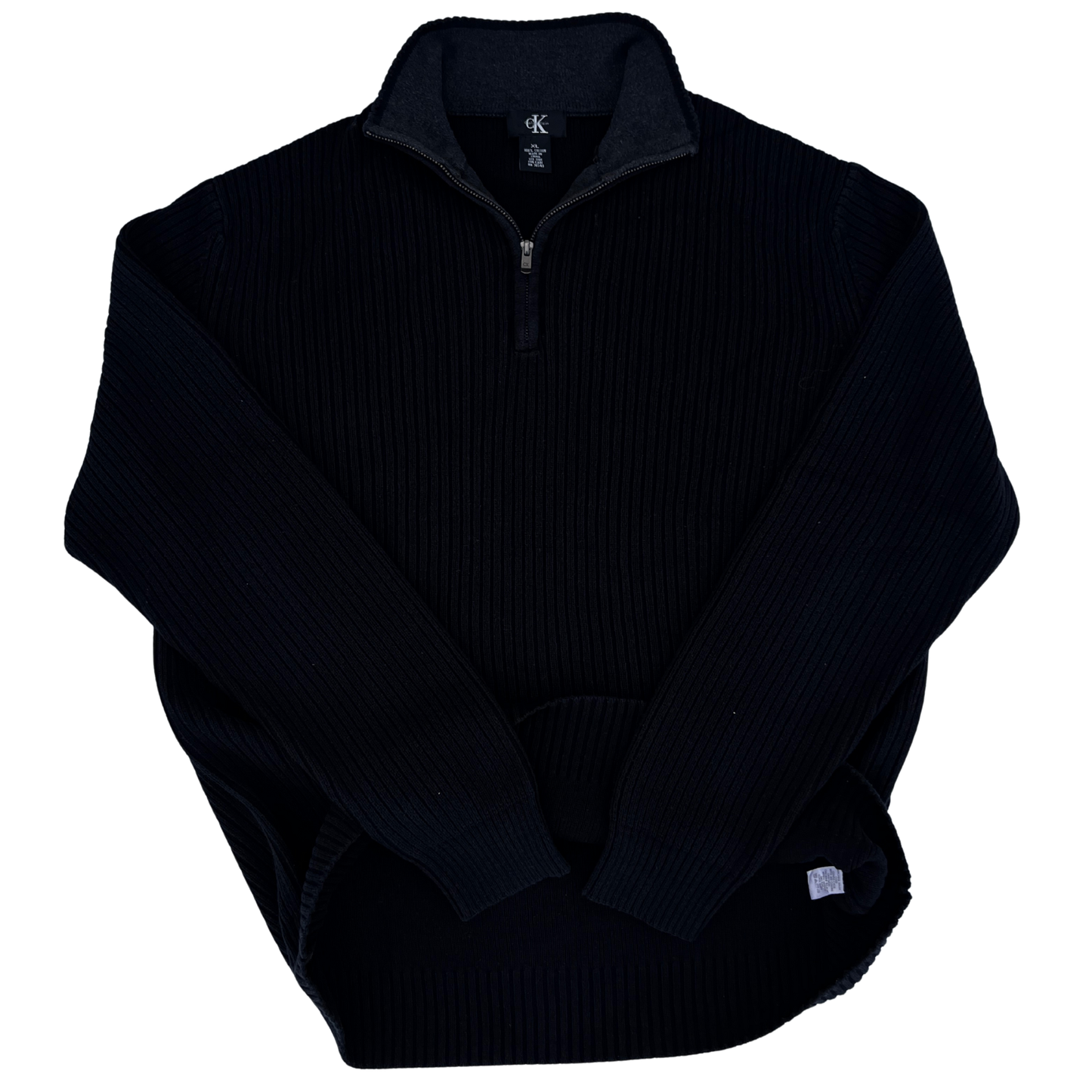 Pull Calvin Klein 1/4 zip noir pour hommes - Taille L