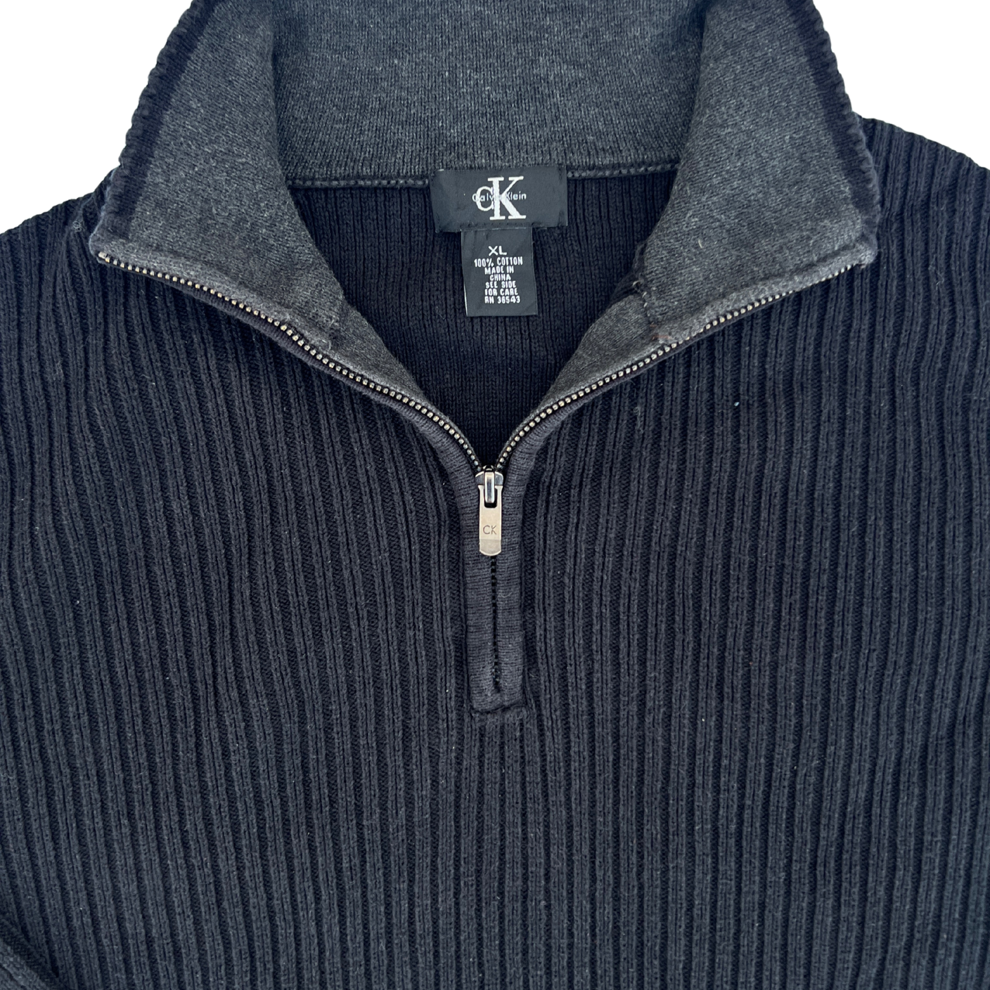 Pull Calvin Klein 1/4 zip noir pour hommes - Taille L