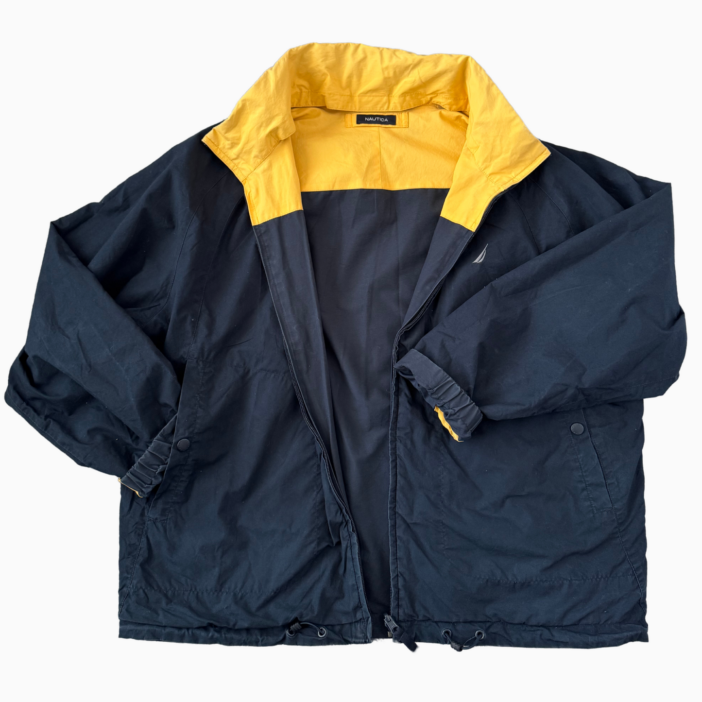 Rare & Vintage - Jacket Nautica 2 faces bleu et jaune pour hommes - taille L