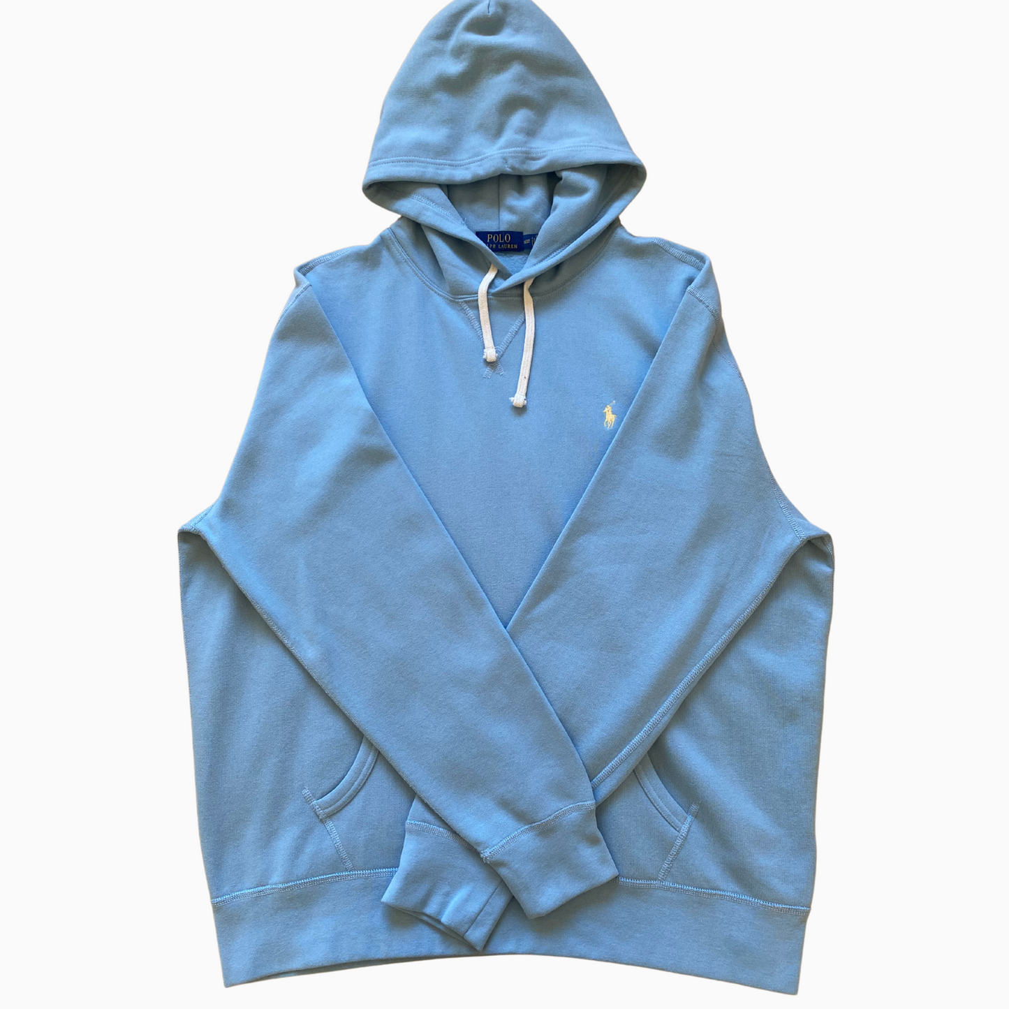 Neuf - Sweat à capuche Ralph Lauren - Bleu clair avec logo jaune- Taille XL