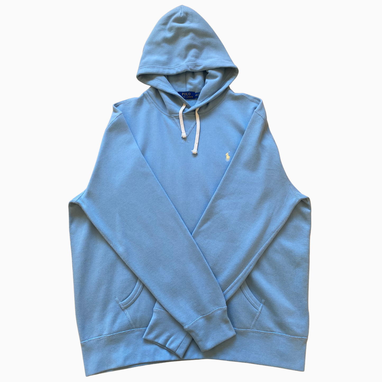 Neuf - Sweat à capuche Ralph Lauren - Bleu clair avec logo jaune- Taille XL