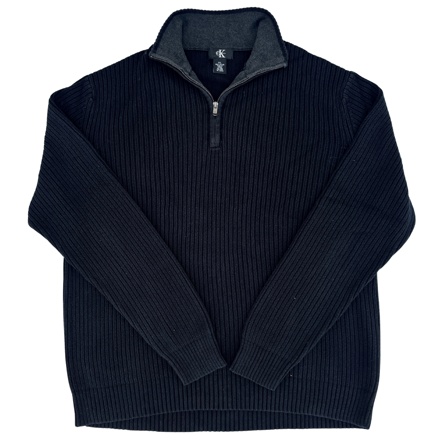 Pull Calvin Klein 1/4 zip noir pour hommes - Taille L