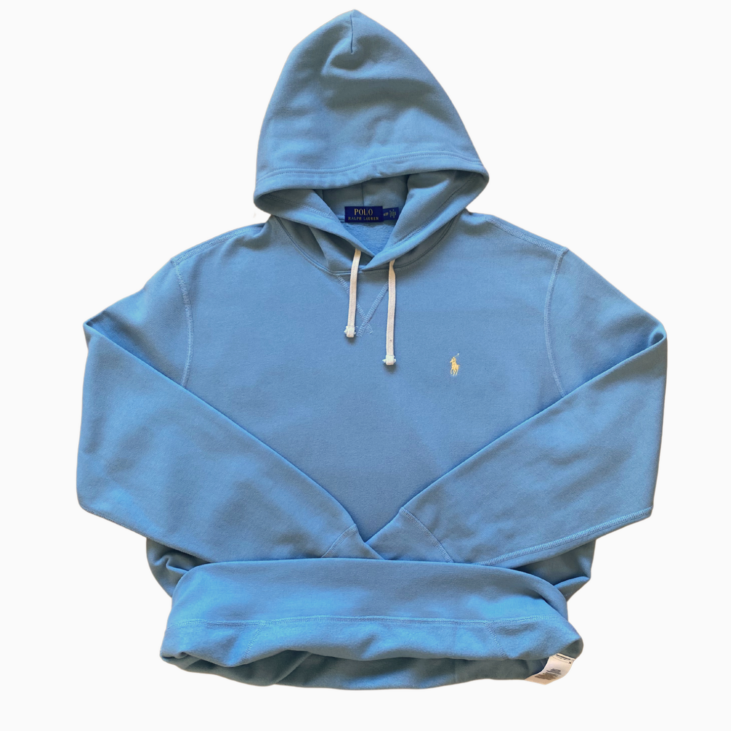 Neuf - Sweat à capuche Ralph Lauren - Bleu clair avec logo jaune- Taille XL