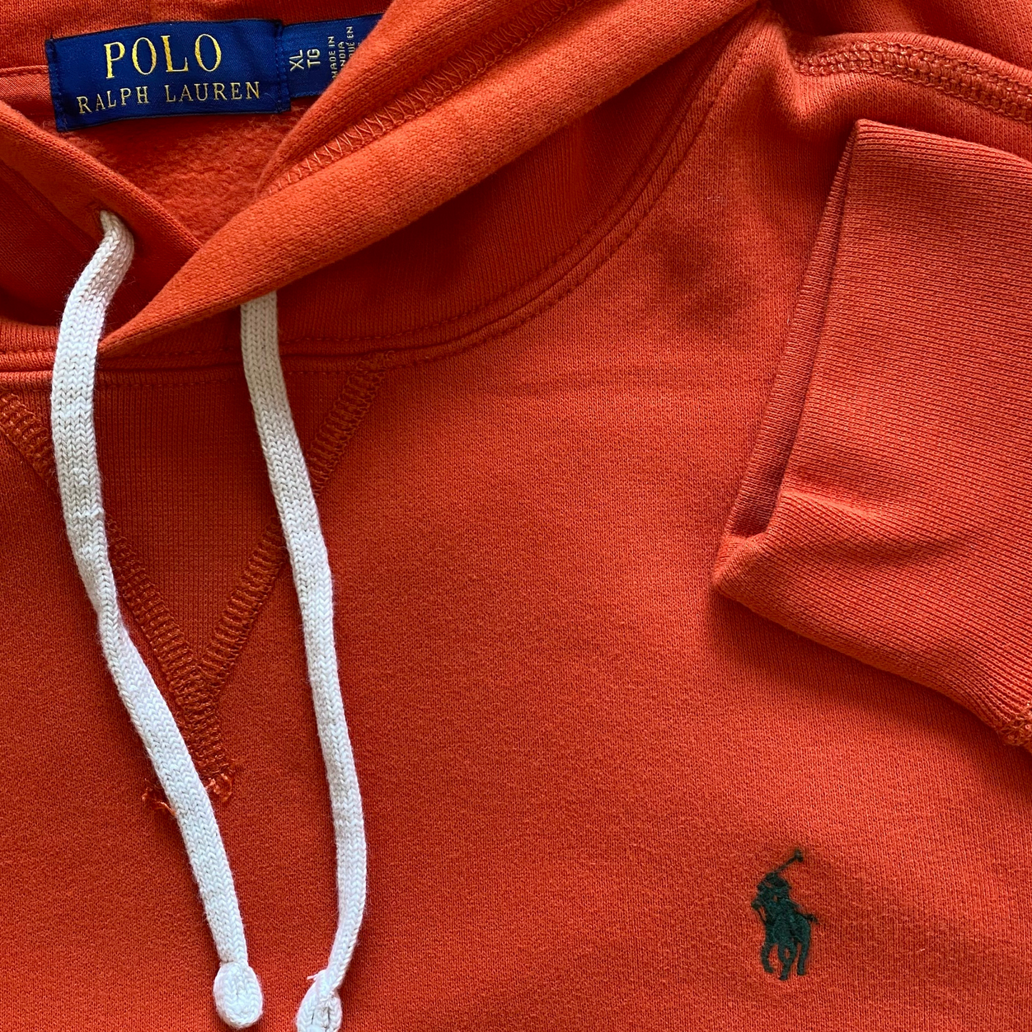 Neuf - Sweat à capuche Ralph Lauren - Orange avec logo vert foncé - Taille XL