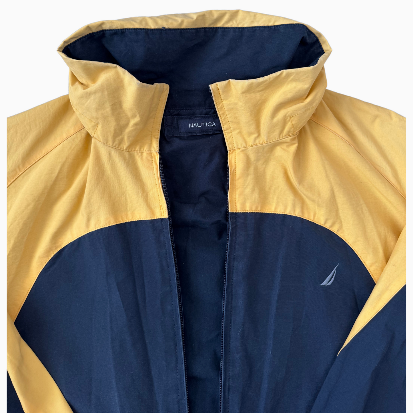 Rare & Vintage - Jacket Nautica 2 faces bleu et jaune pour hommes - taille L