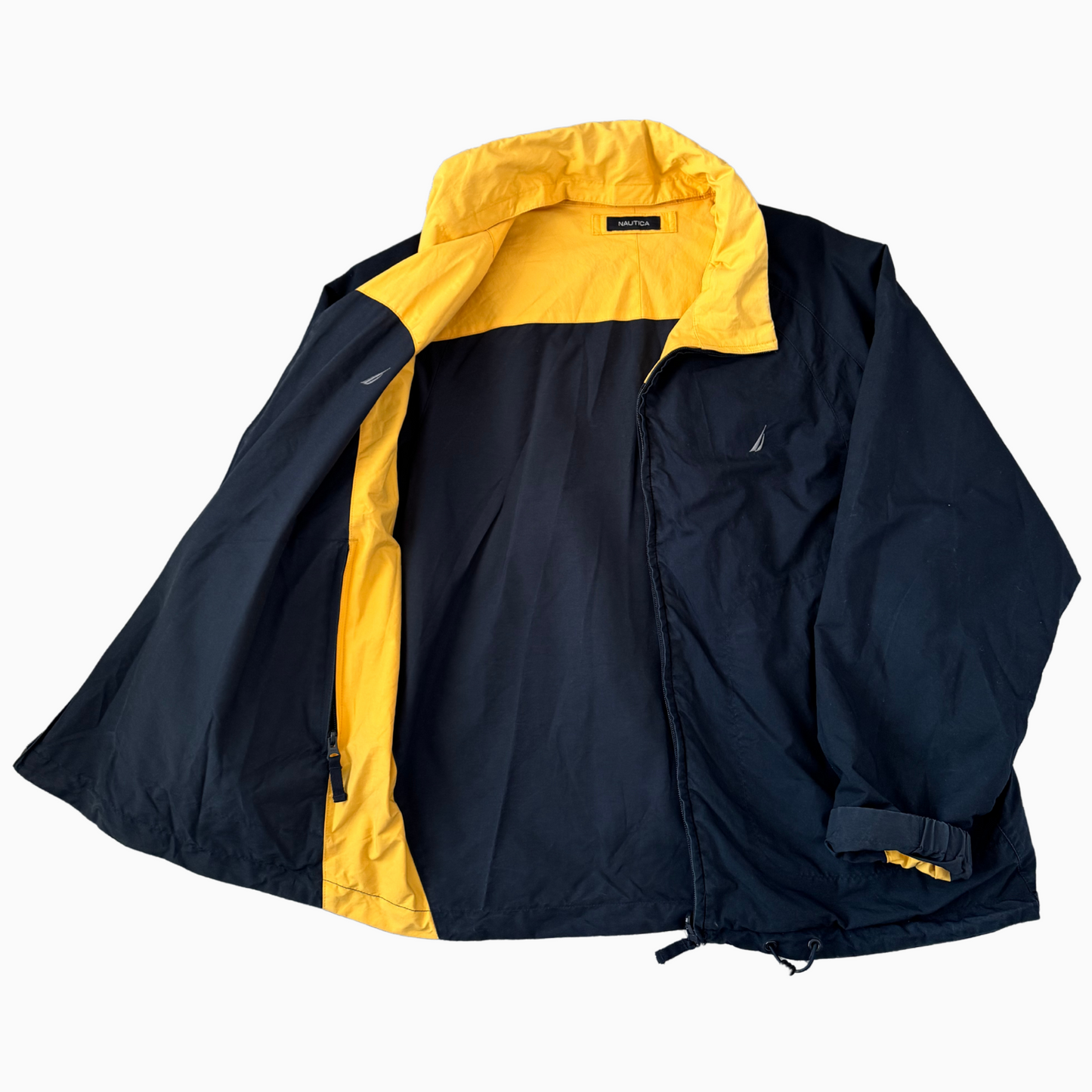 Rare & Vintage - Jacket Nautica 2 faces bleu et jaune pour hommes - taille L