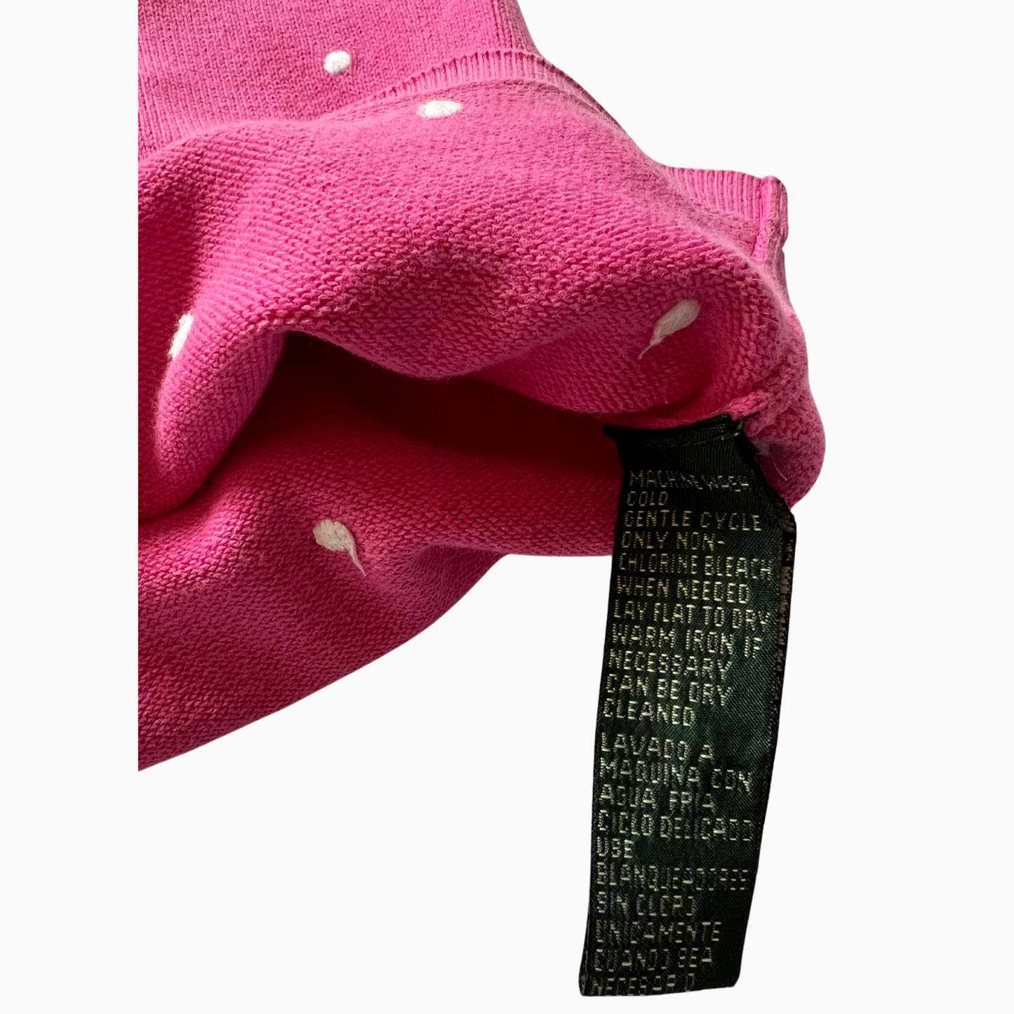 Pull Ralph Lauren col rond manches 3/4 rose pour femmes - taille XL (fits L)