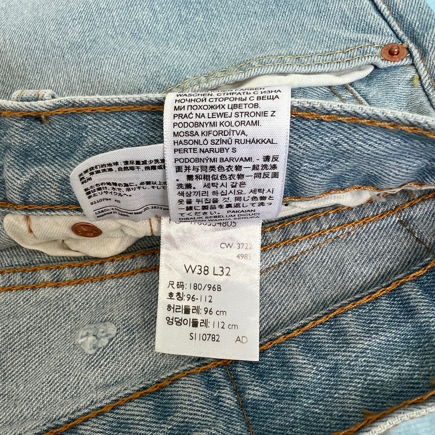 Jeans Levi's® 501® pour hommes Bleu Clair - taille W38 L32